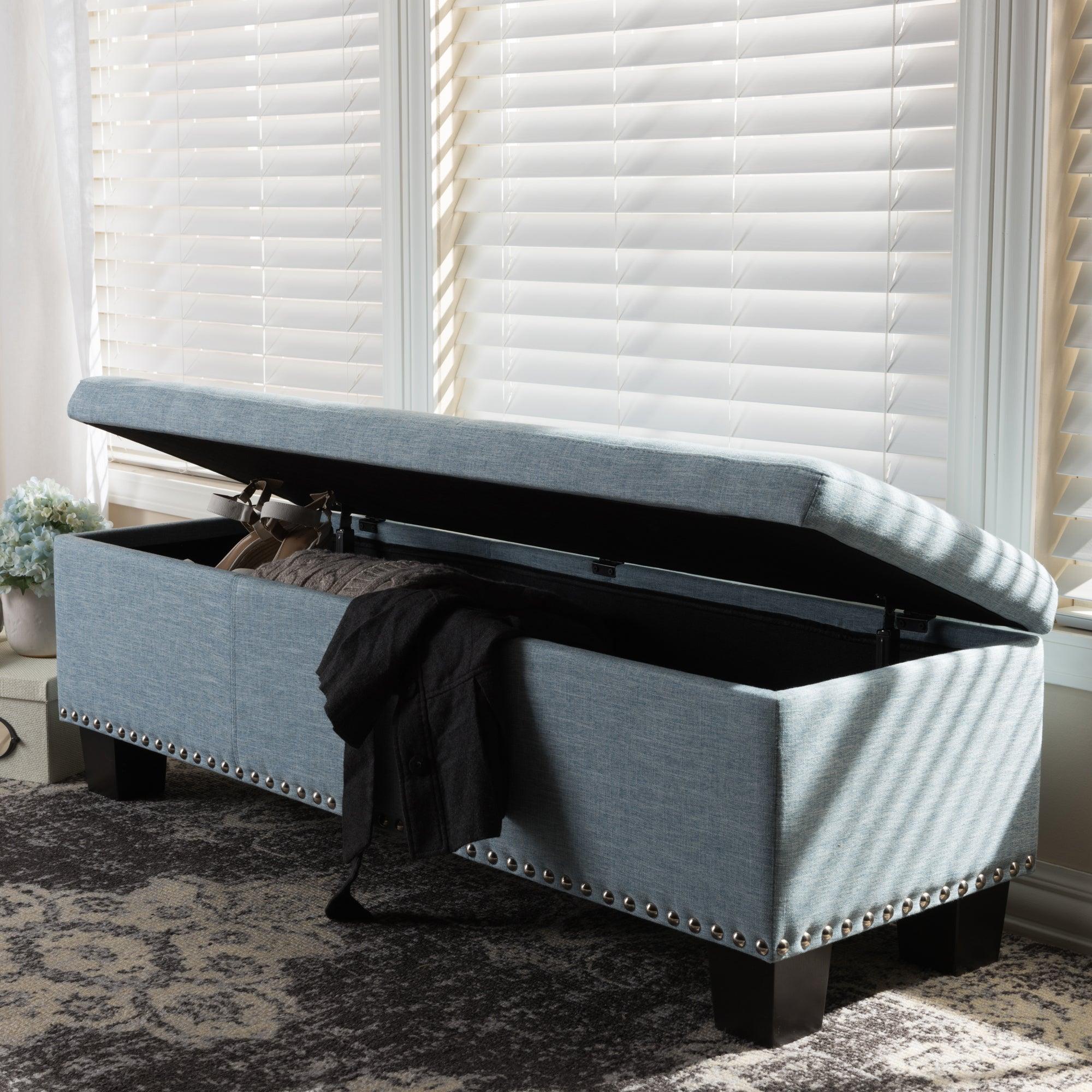 Hannah Modern and Contemporary Fabric Upholstered Button-Tufting Storage Ottoman