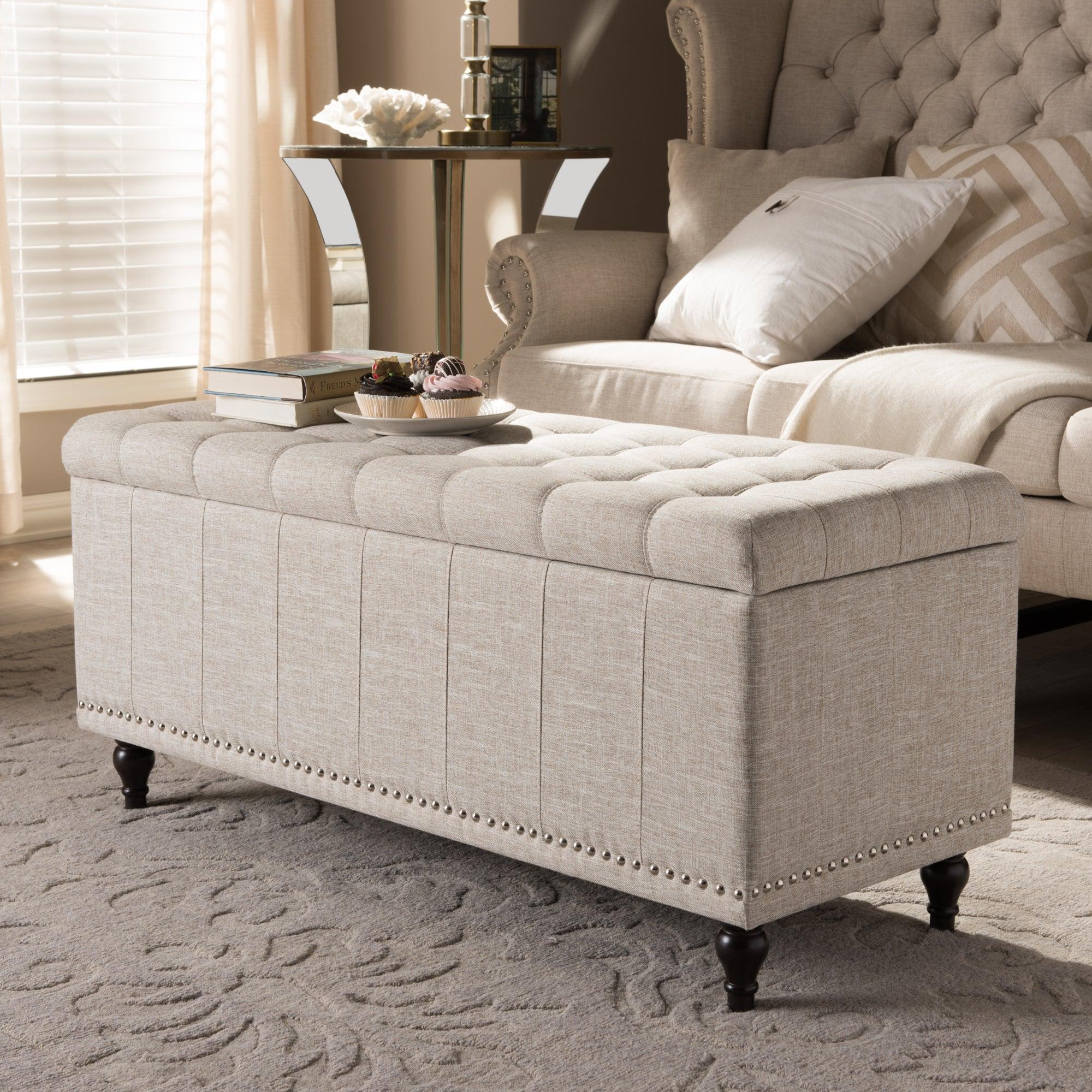 Kaylee Modern Classic Fabric Upholstered Button-Tufting Storage Ottoman