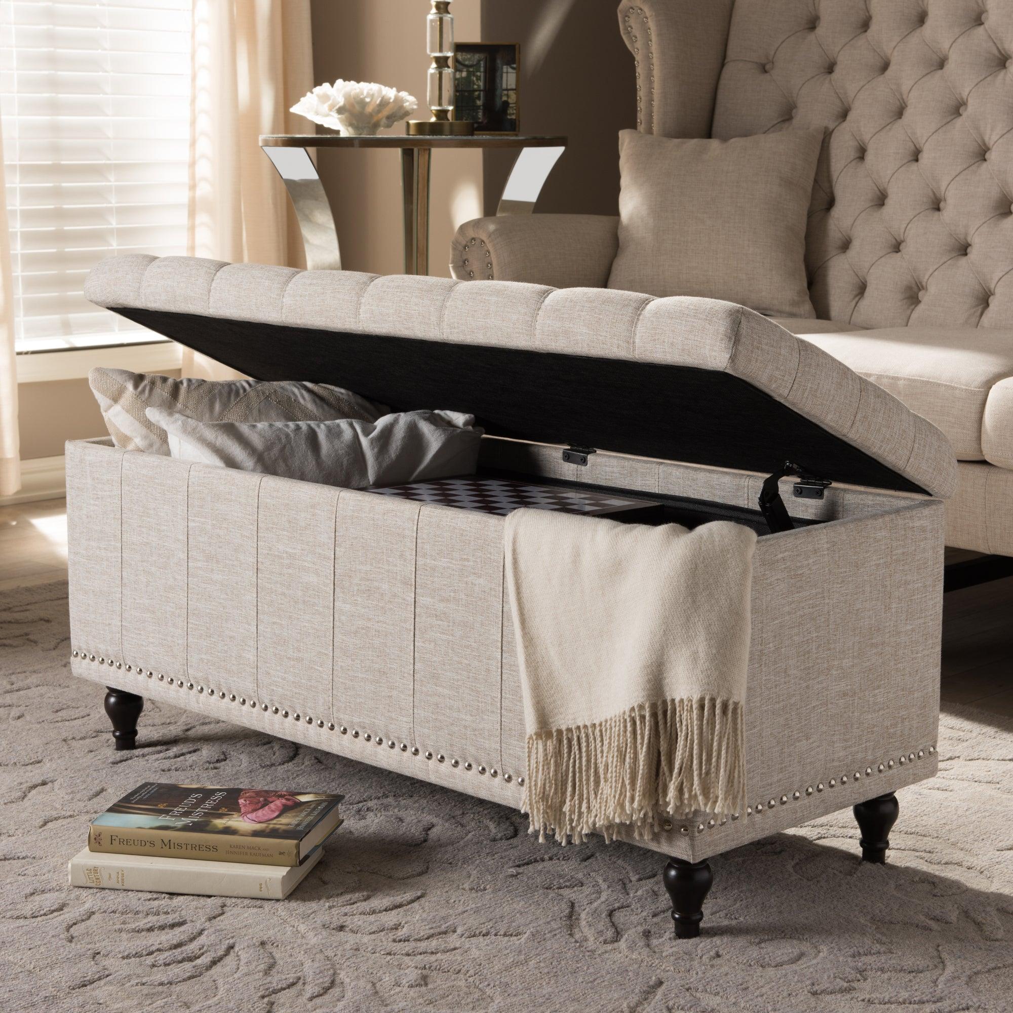 Kaylee Modern Classic Fabric Upholstered Button-Tufting Storage Ottoman
