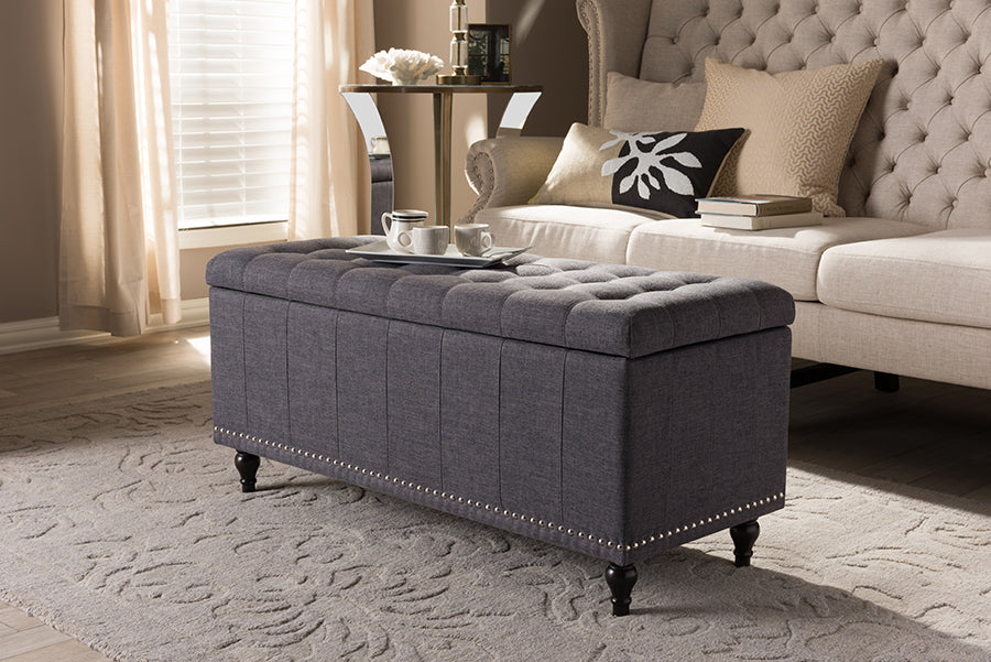 Kaylee Modern Classic Fabric Upholstered Button-Tufting Storage Ottoman