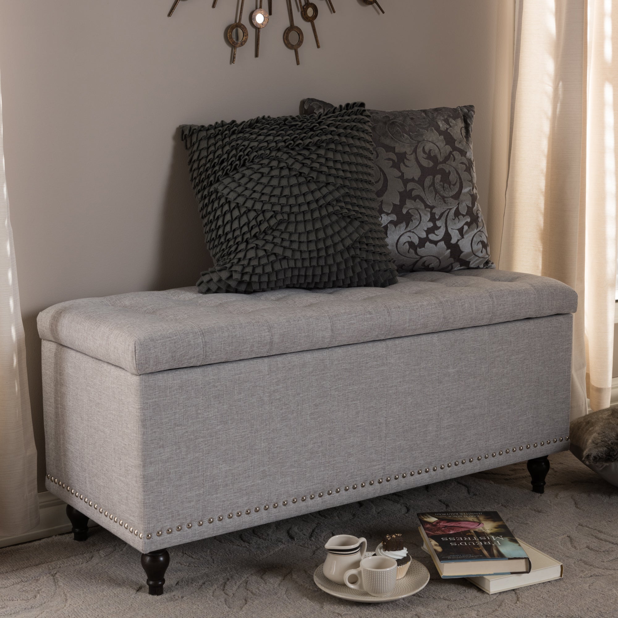 Kaylee Modern Classic Fabric Upholstered Button-Tufting Storage Ottoman