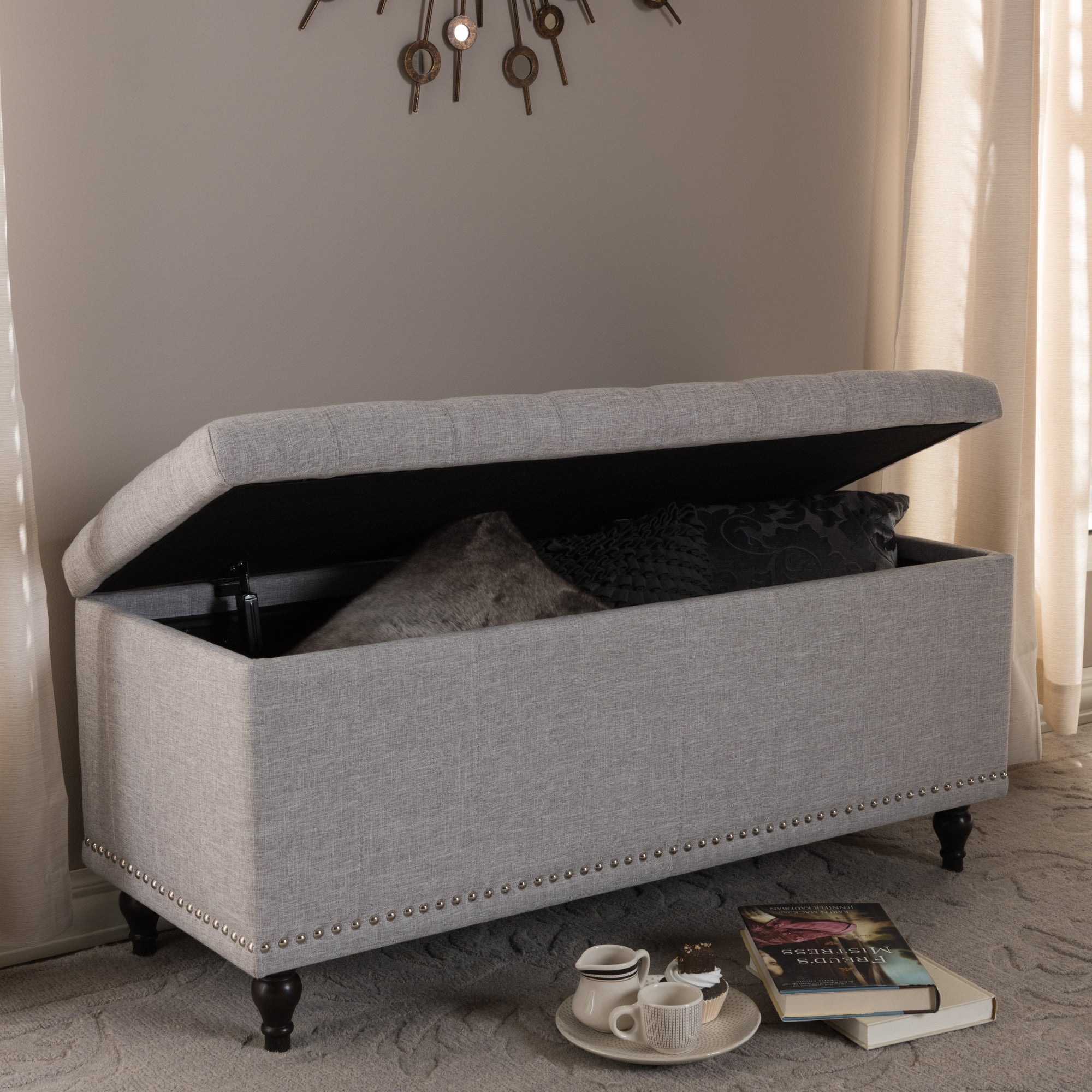 Kaylee Modern Classic Fabric Upholstered Button-Tufting Storage Ottoman