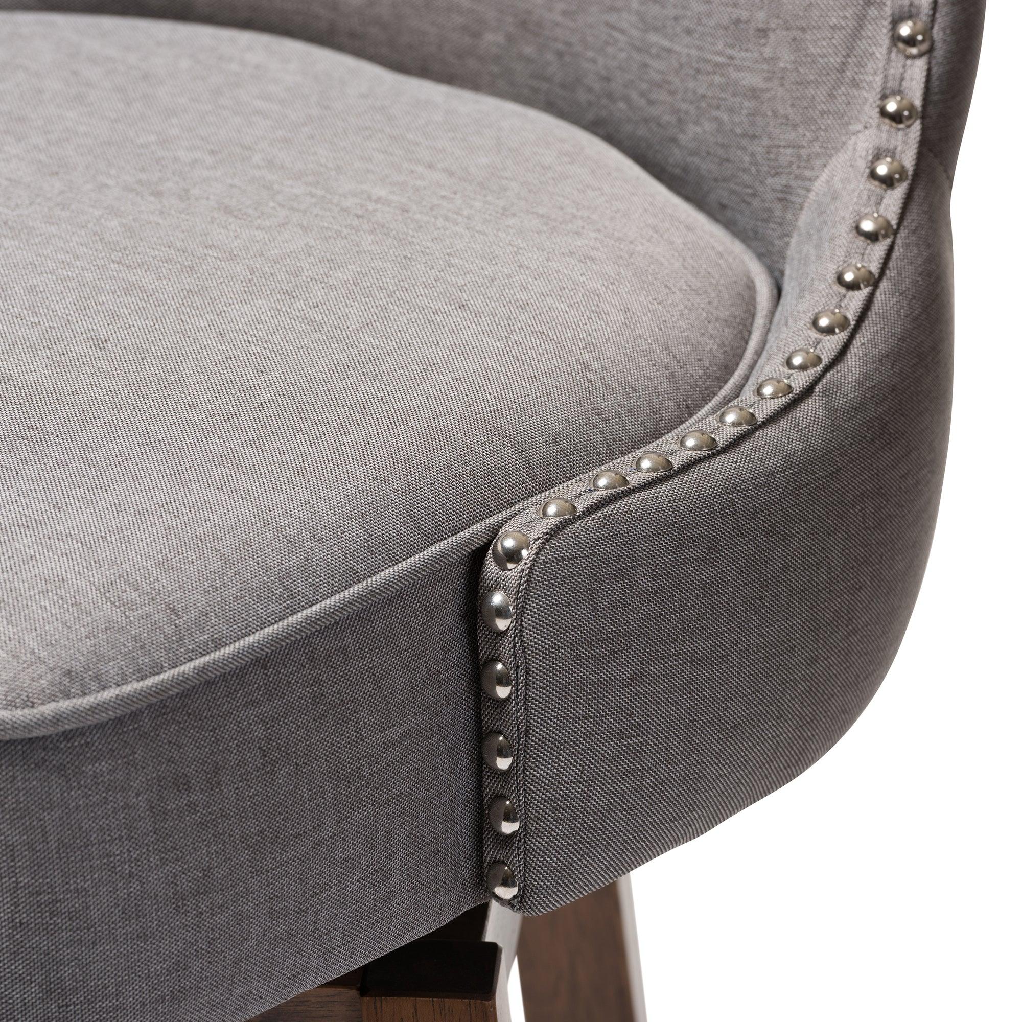 Gradisca Modern and Contemporary Wood Finishing and Fabric Button-Tufted Upholstered 2-Piece Swivel Barstool Set