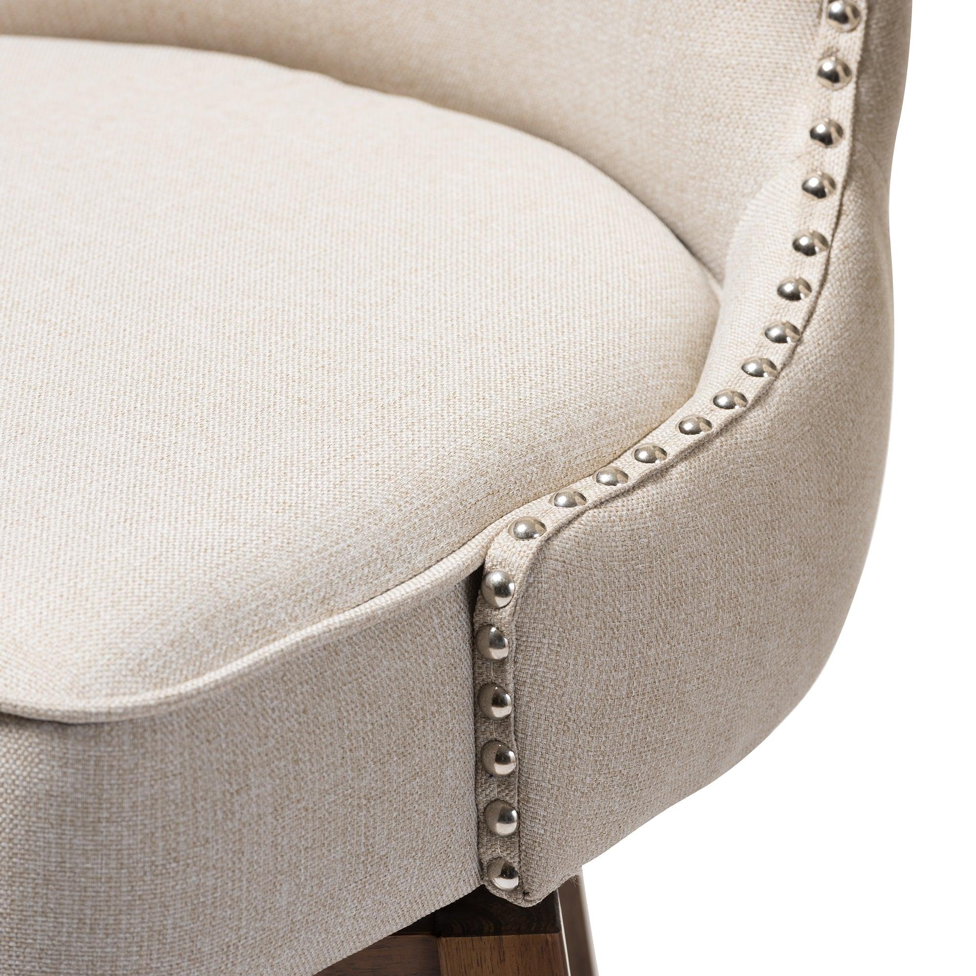 Gradisca Modern and Contemporary Wood Finishing and Light Fabric Button-Tufted Upholstered 2-Piece Swivel Barstool Set