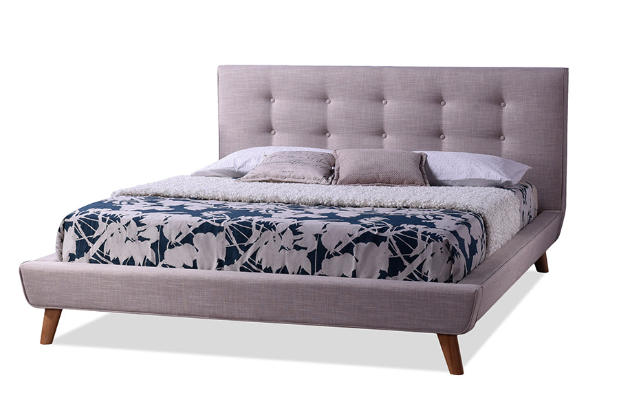 Jonesy Scandinavian Style Mid-century Fabric Upholstered Platform Bed