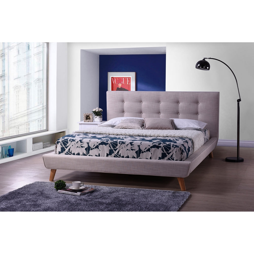 Jonesy Scandinavian Style Mid-century Fabric Upholstered Platform Bed