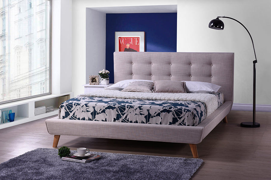 Jonesy Scandinavian Style Mid-century Fabric Upholstered Platform Bed