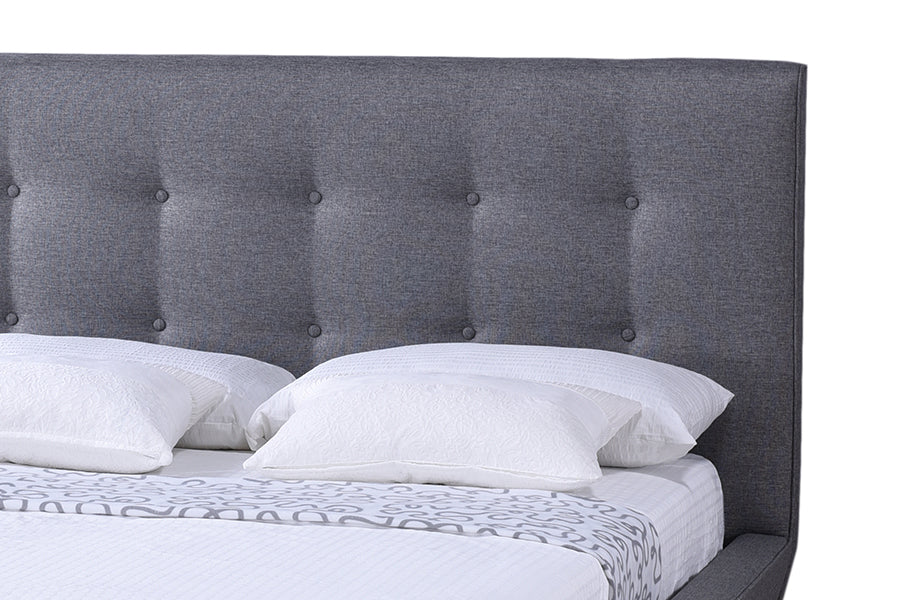 Jonesy Scandinavian Style Mid-century Fabric Upholstered Platform Bed