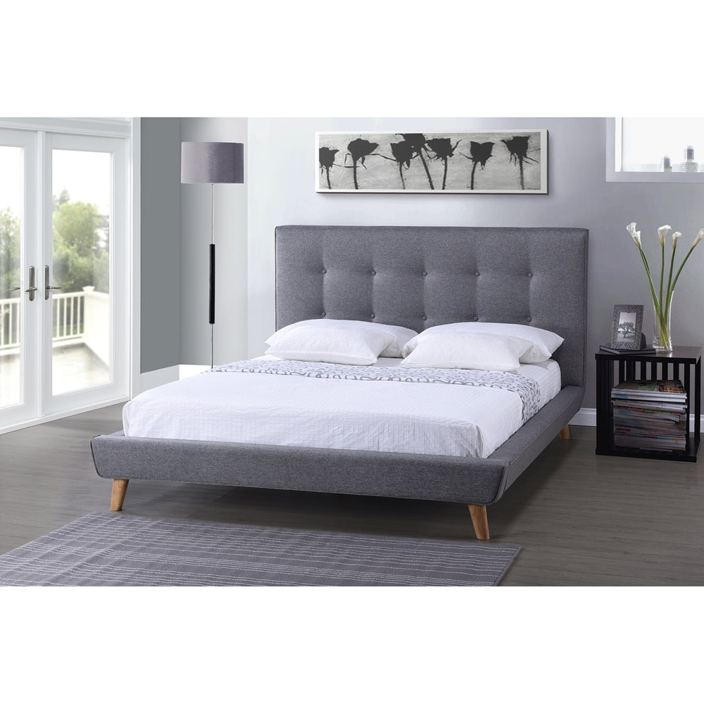 Jonesy Scandinavian Style Mid-century Fabric Upholstered Platform Bed