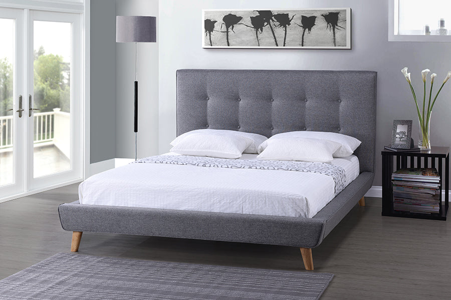 Jonesy Scandinavian Style Mid-century Fabric Upholstered Platform Bed