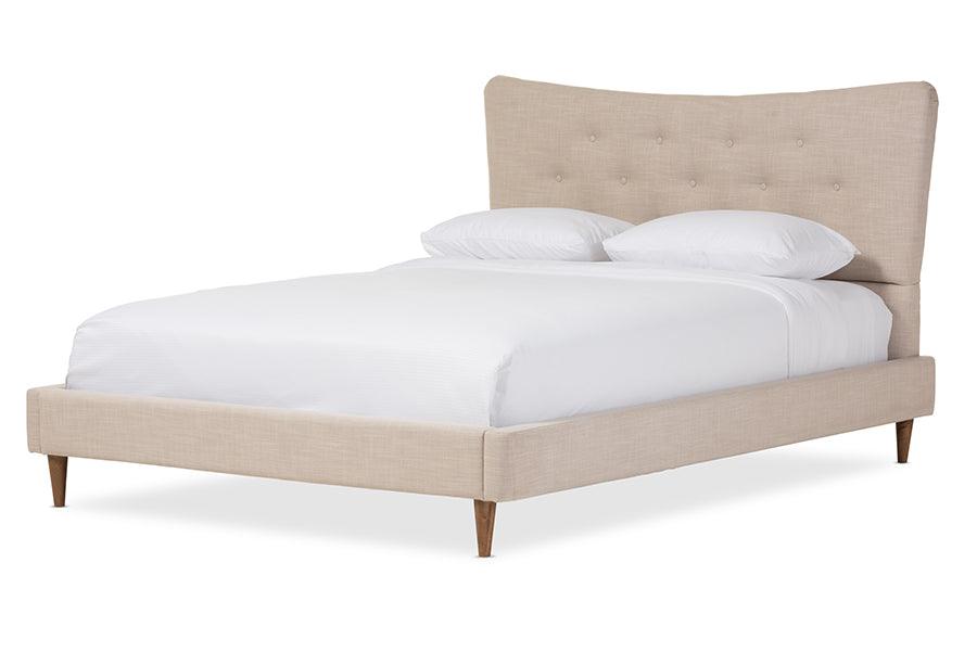 Hannah Mid-Century Modern Linen Platform Bed