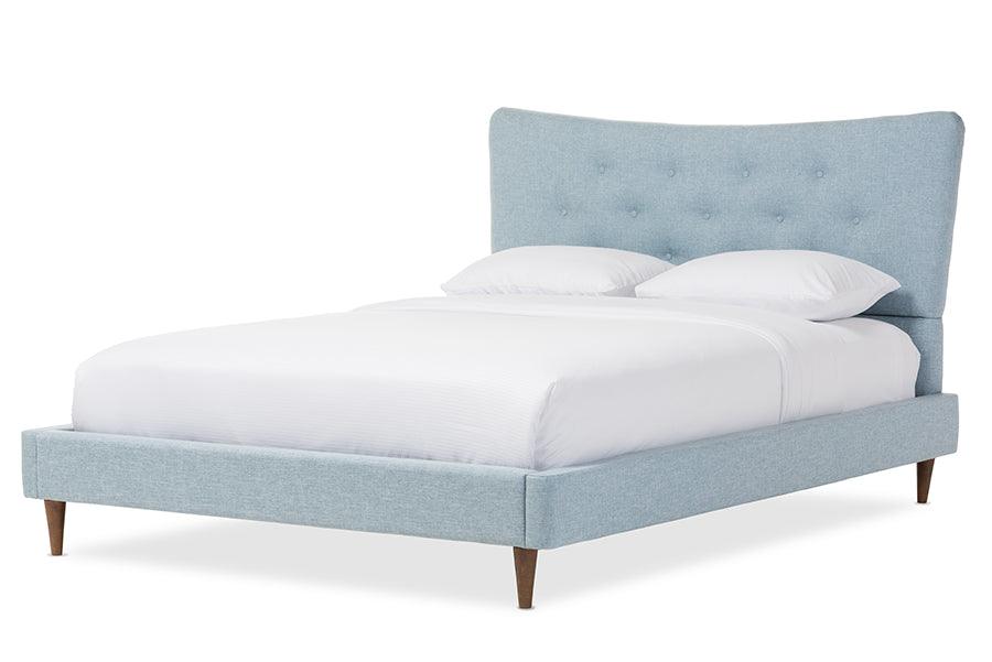 Hannah Mid-Century Modern Sky Fabric Platform Bed