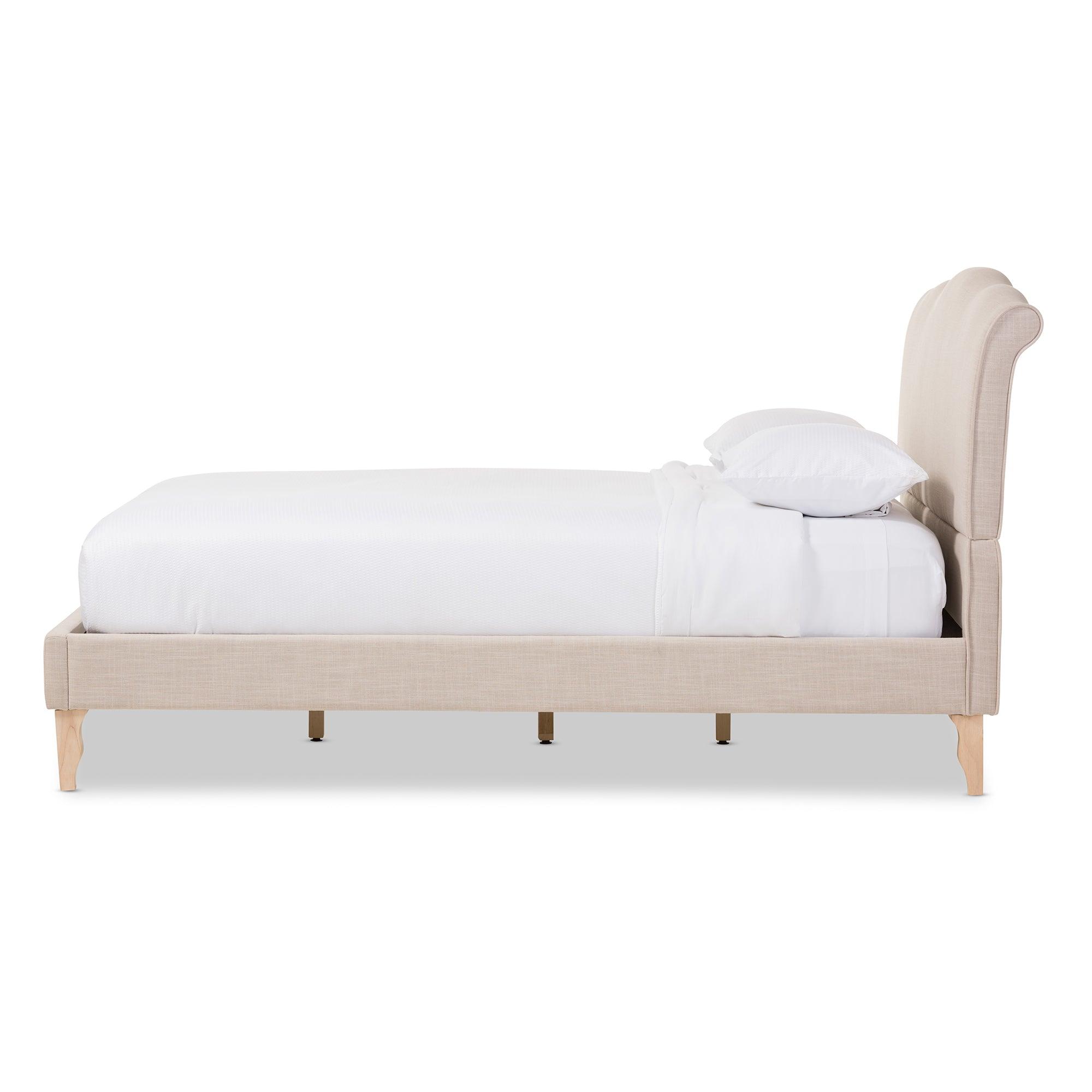 Fannie French Classic Modern Style Linen Fabric Platform Bed