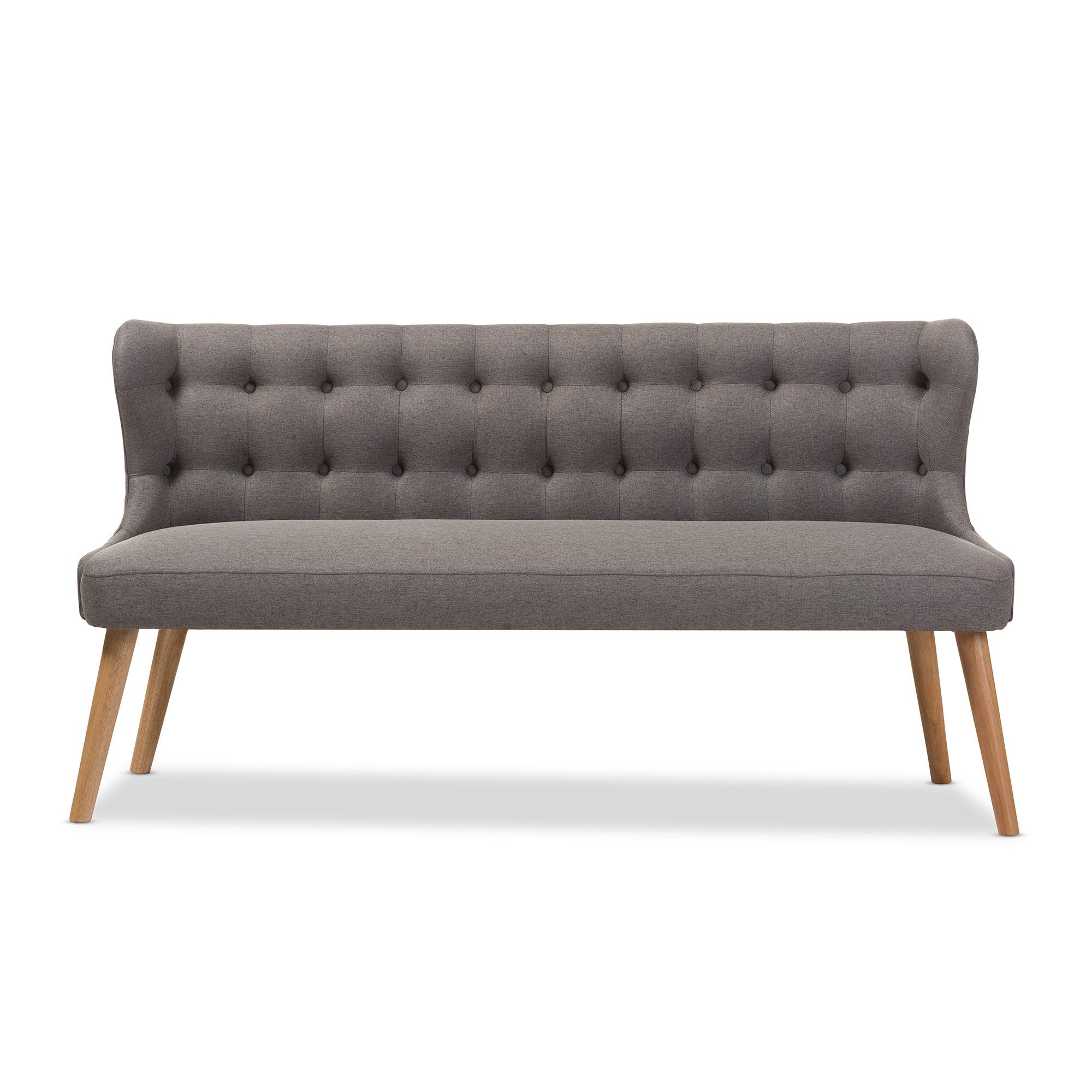 Melody Mid-Century Modern Fabric and Wood Finishing 3-Seater Settee Bench