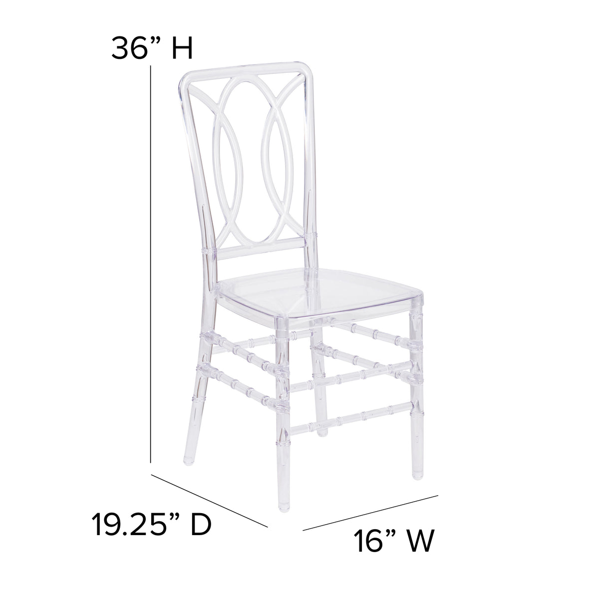 Flash Elegance Transparent Stacking Chair with Designer Back - Event Chair - UV Resistant