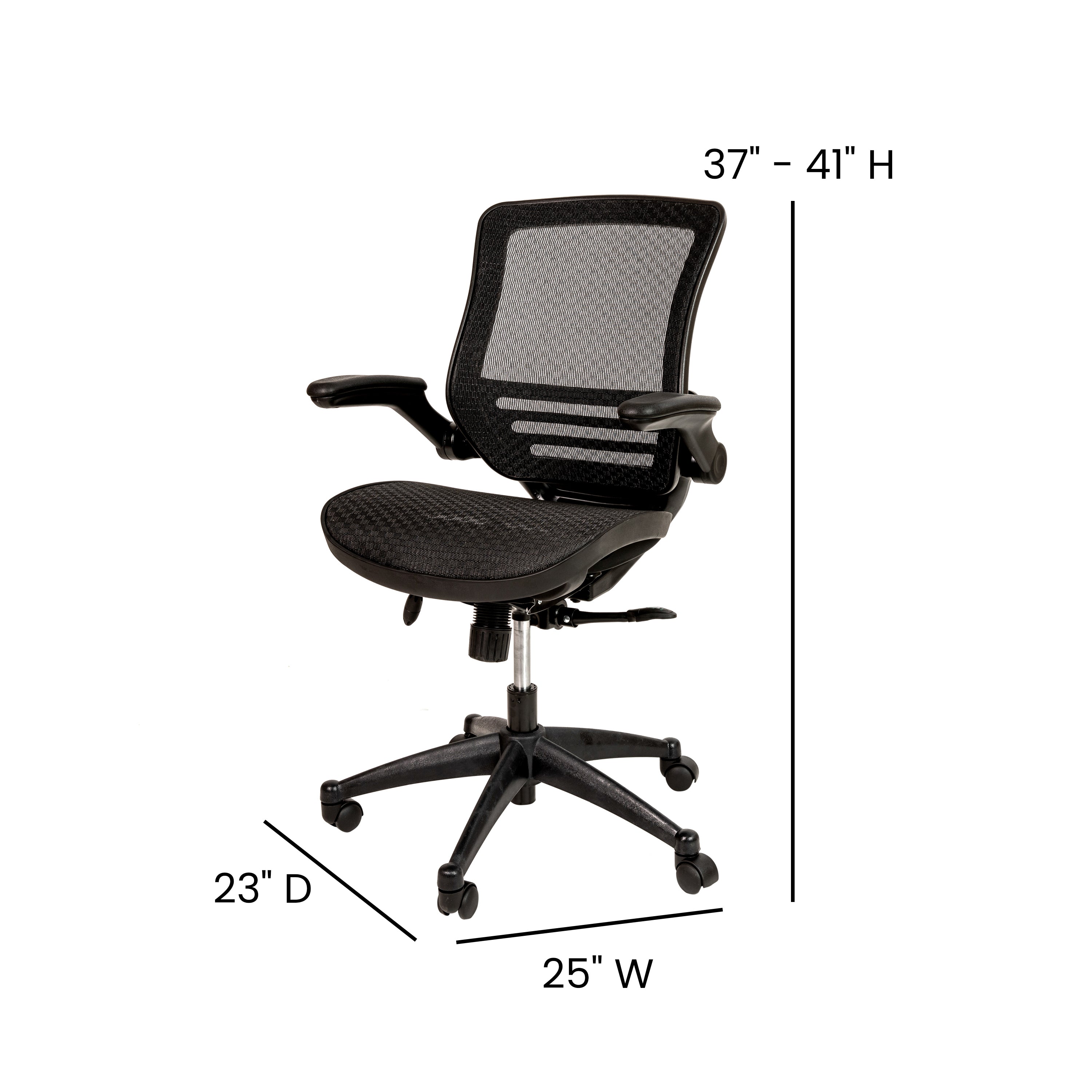 Mid-Back Transparent Mesh Executive Swivel Office Chair with Flip-Up Arms