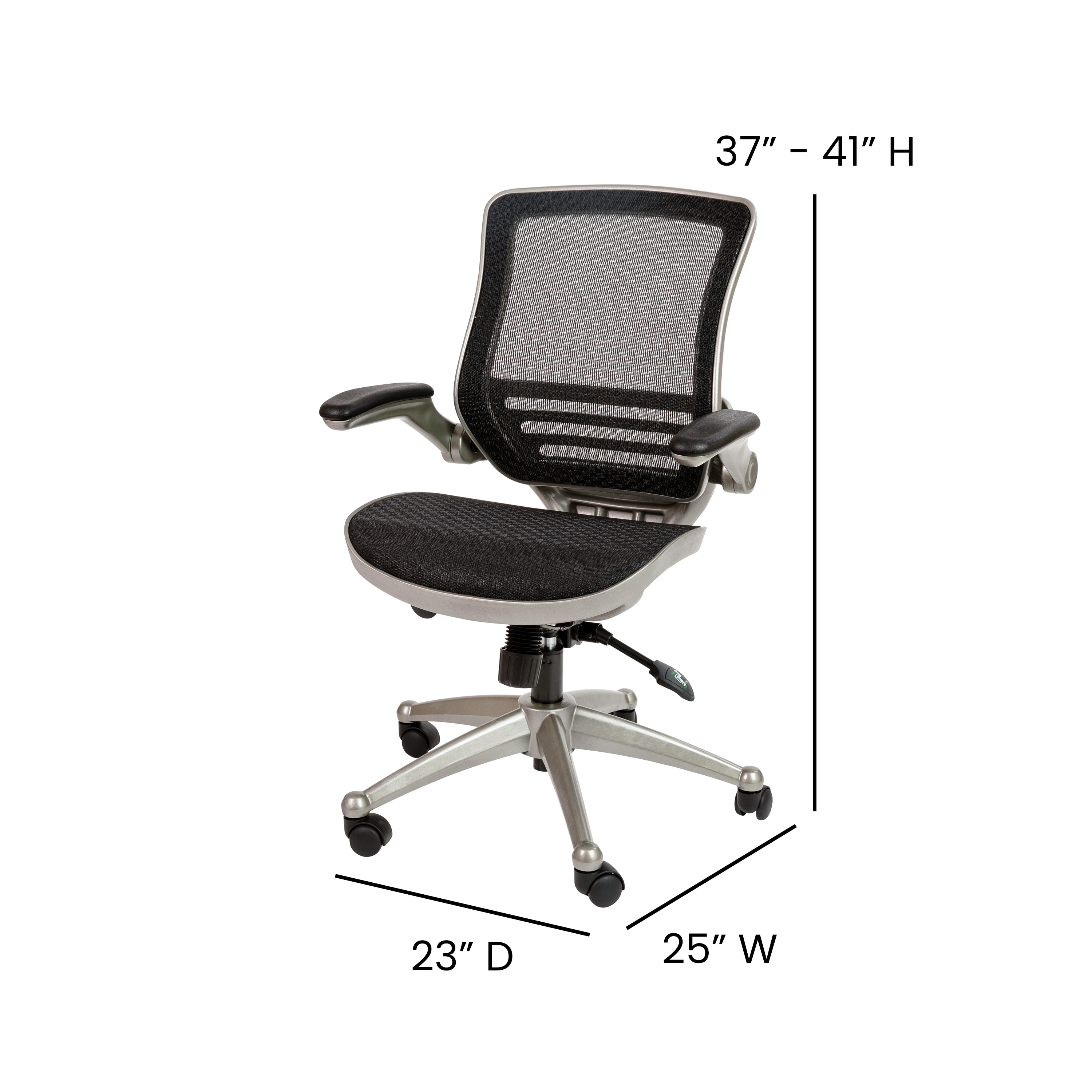 Mid-Back Transparent Mesh Executive Swivel Office Chair with Flip-Up Arms