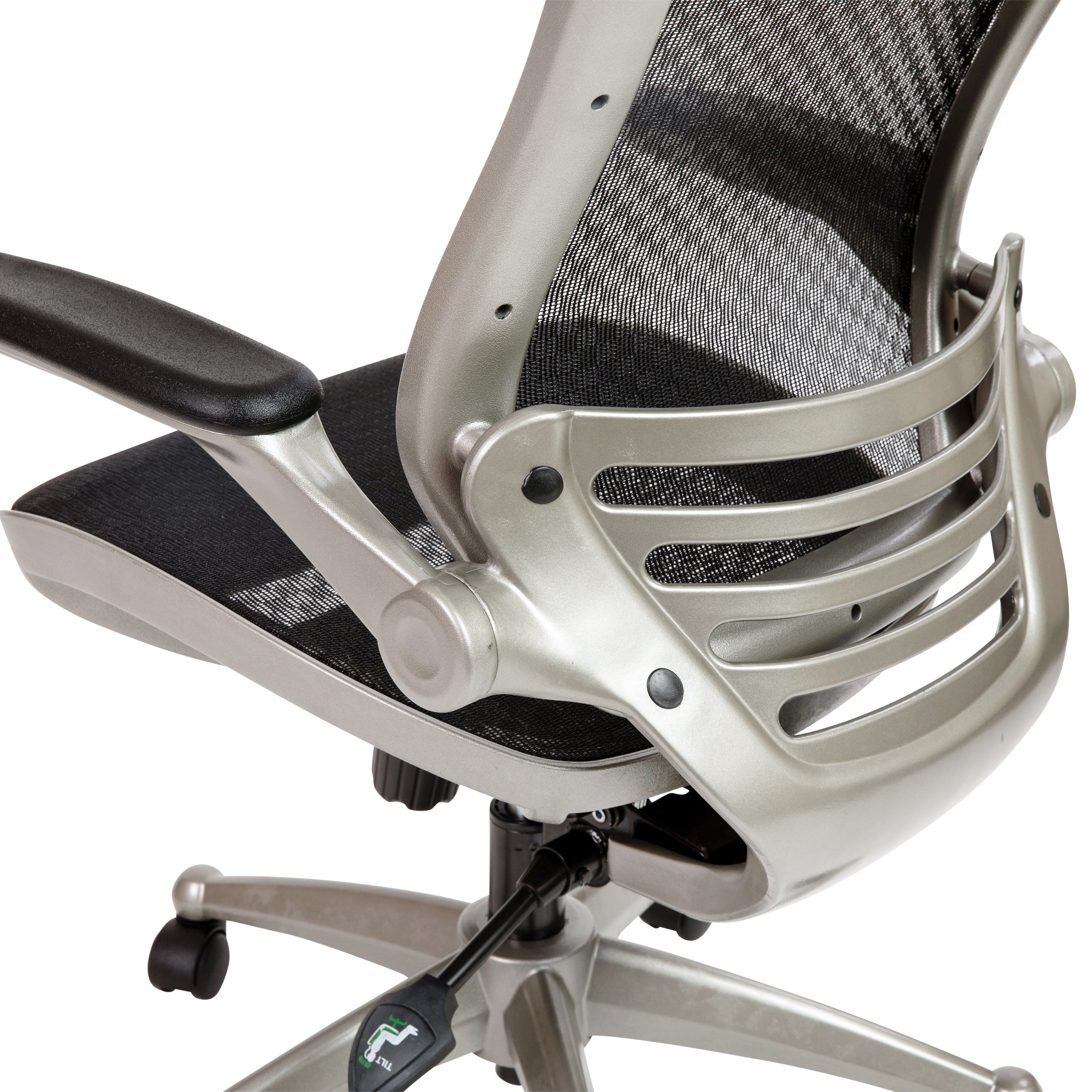 Mid-Back Transparent Mesh Executive Swivel Office Chair with Flip-Up Arms