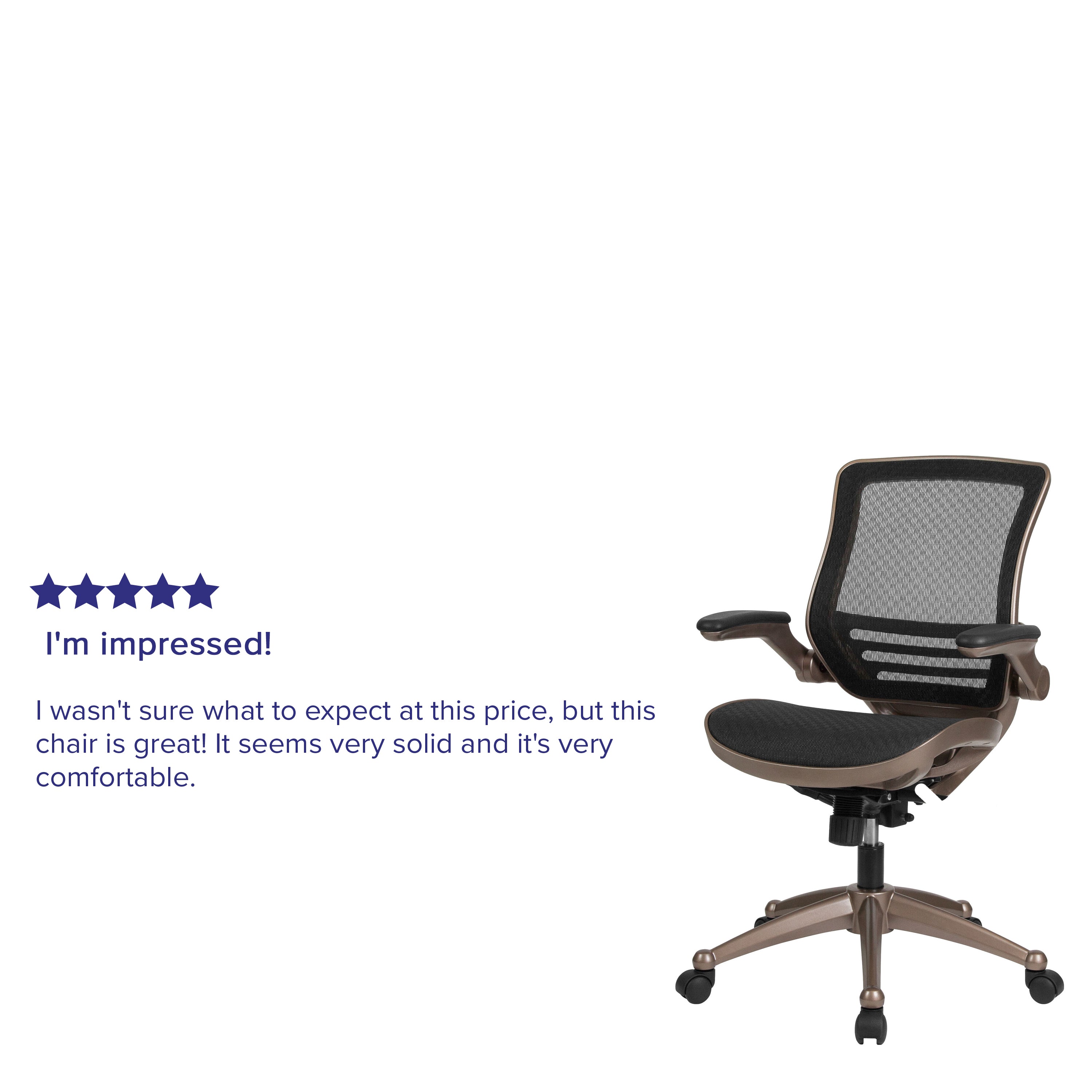 Mid-Back Transparent Mesh Executive Swivel Office Chair with Flip-Up Arms