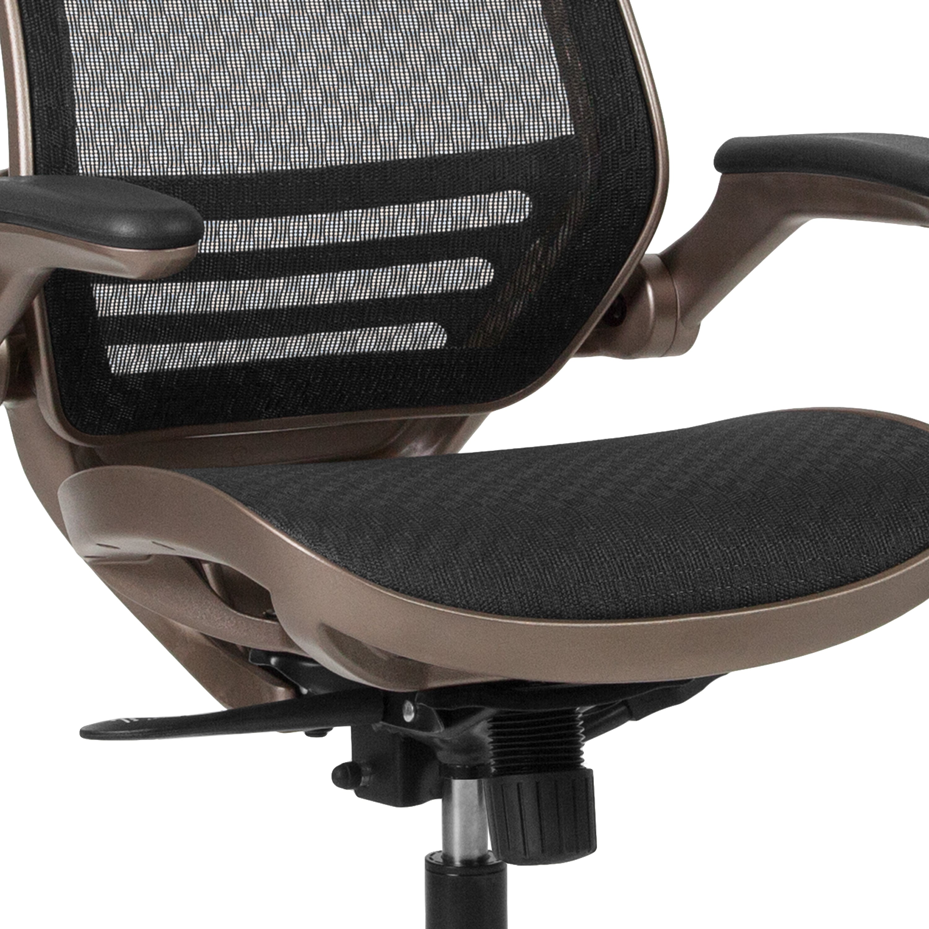 Mid-Back Transparent Mesh Executive Swivel Office Chair with Flip-Up Arms