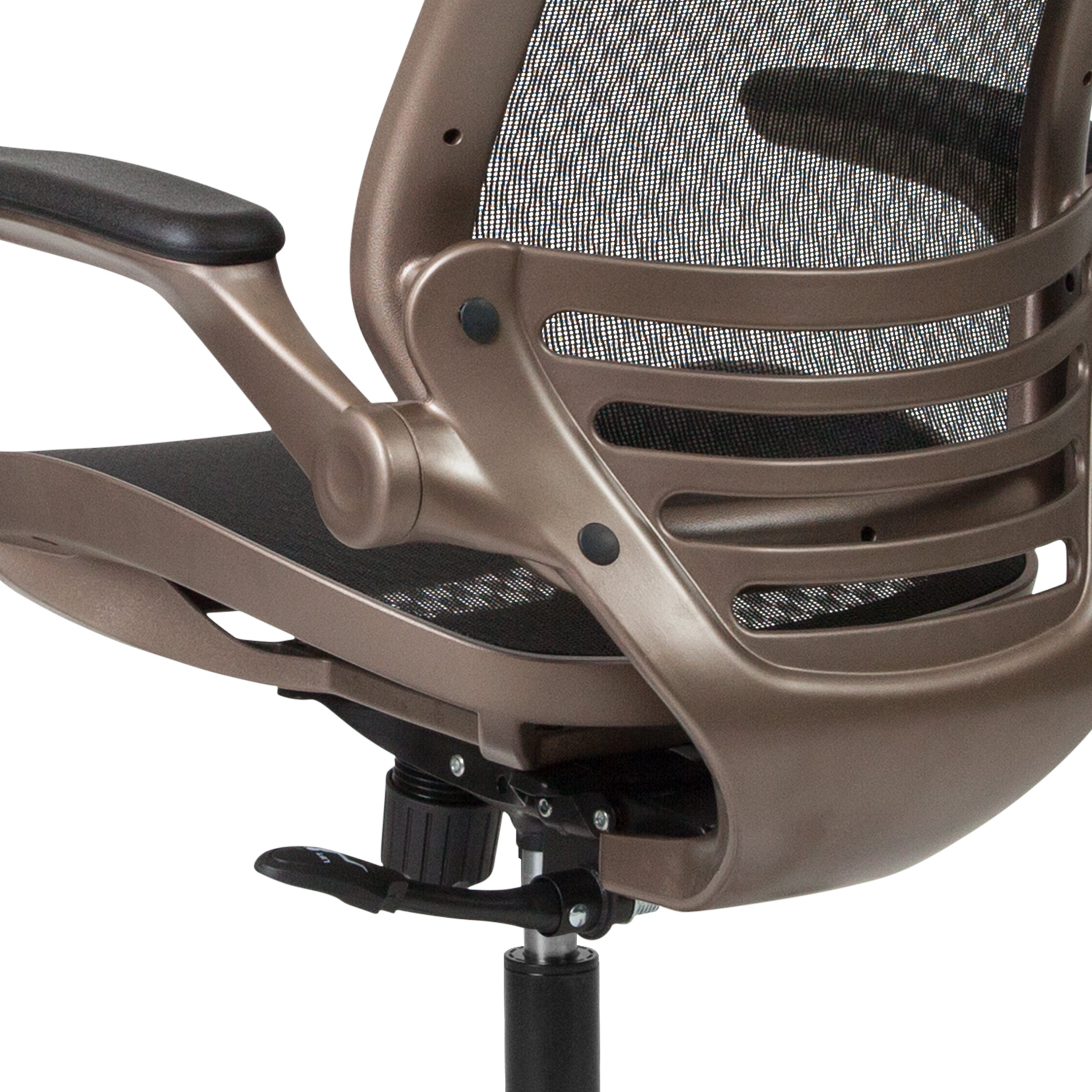 Mid-Back Transparent Mesh Executive Swivel Office Chair with Flip-Up Arms