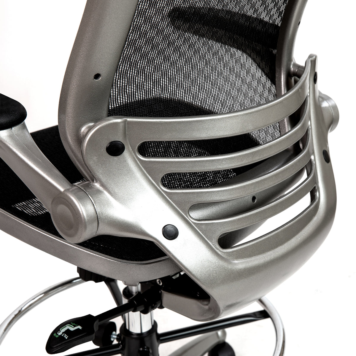 Mid-Back Transparent Mesh Drafting Chair with Flip-Up Arms