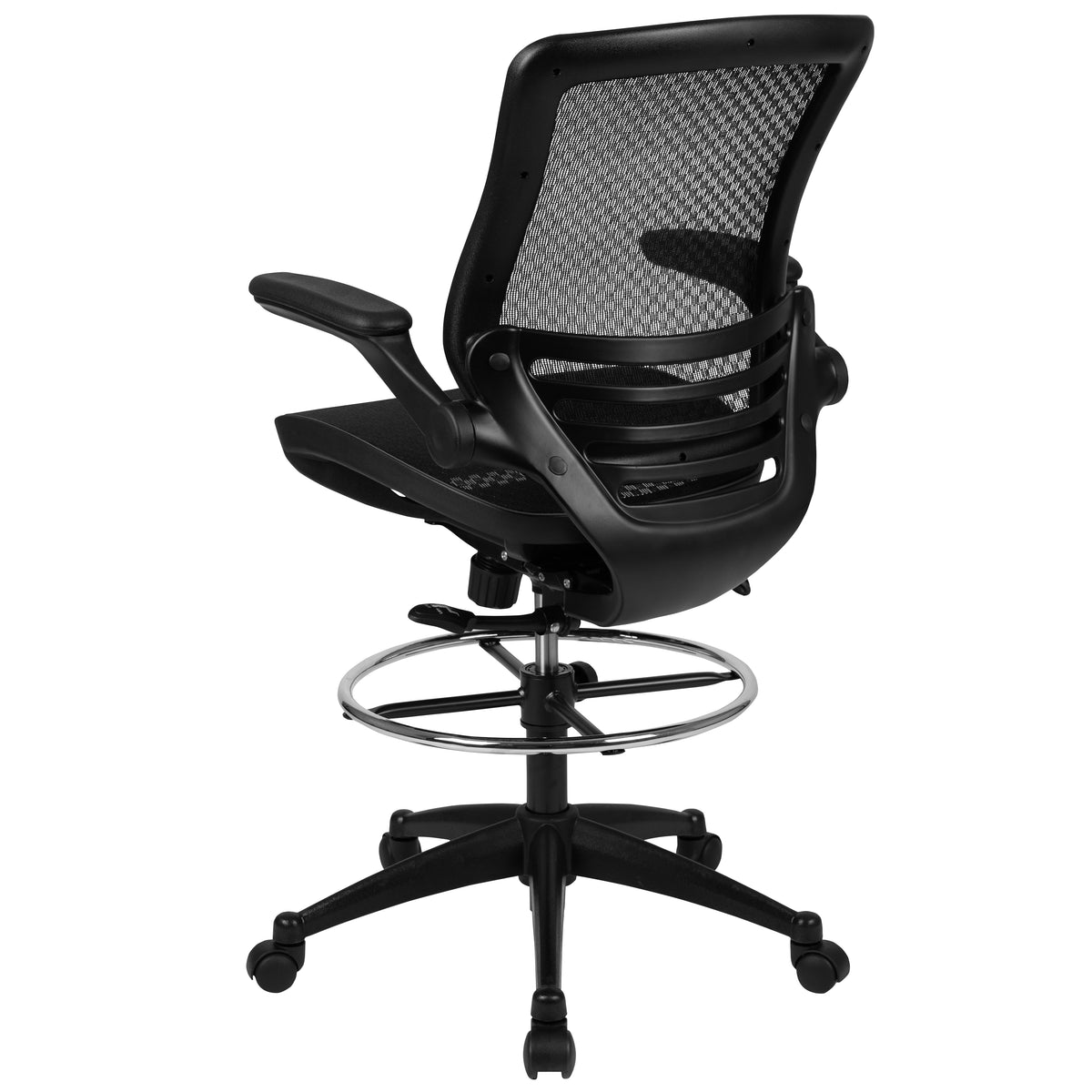 Mid-Back Transparent Mesh Drafting Chair with Flip-Up Arms