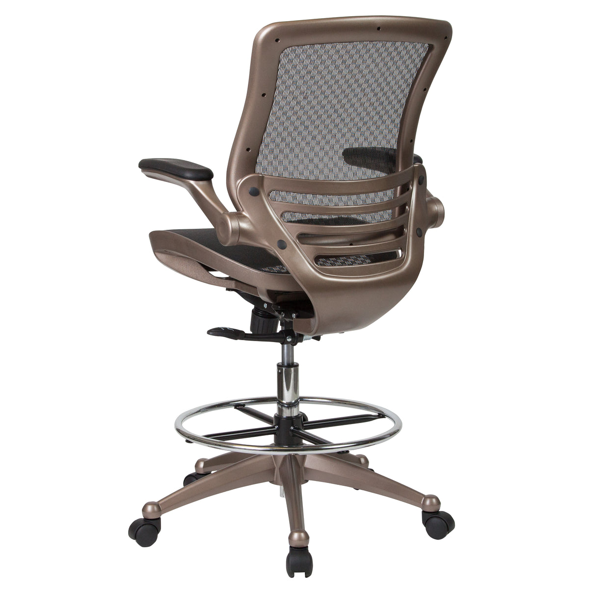 Mid-Back Transparent Mesh Drafting Chair with Flip-Up Arms