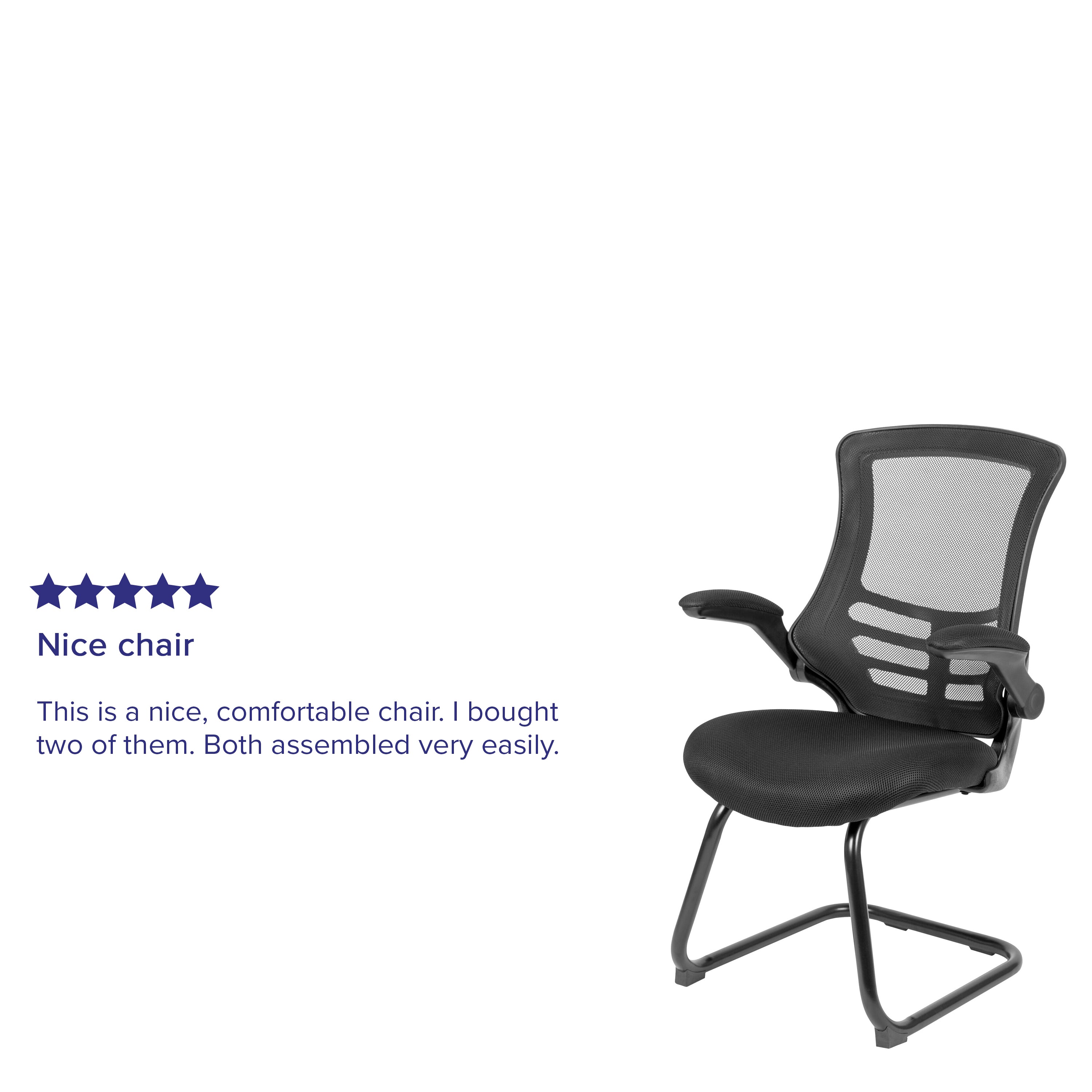 Mesh Sled Base Side Reception Chair with Flip-Up Arms