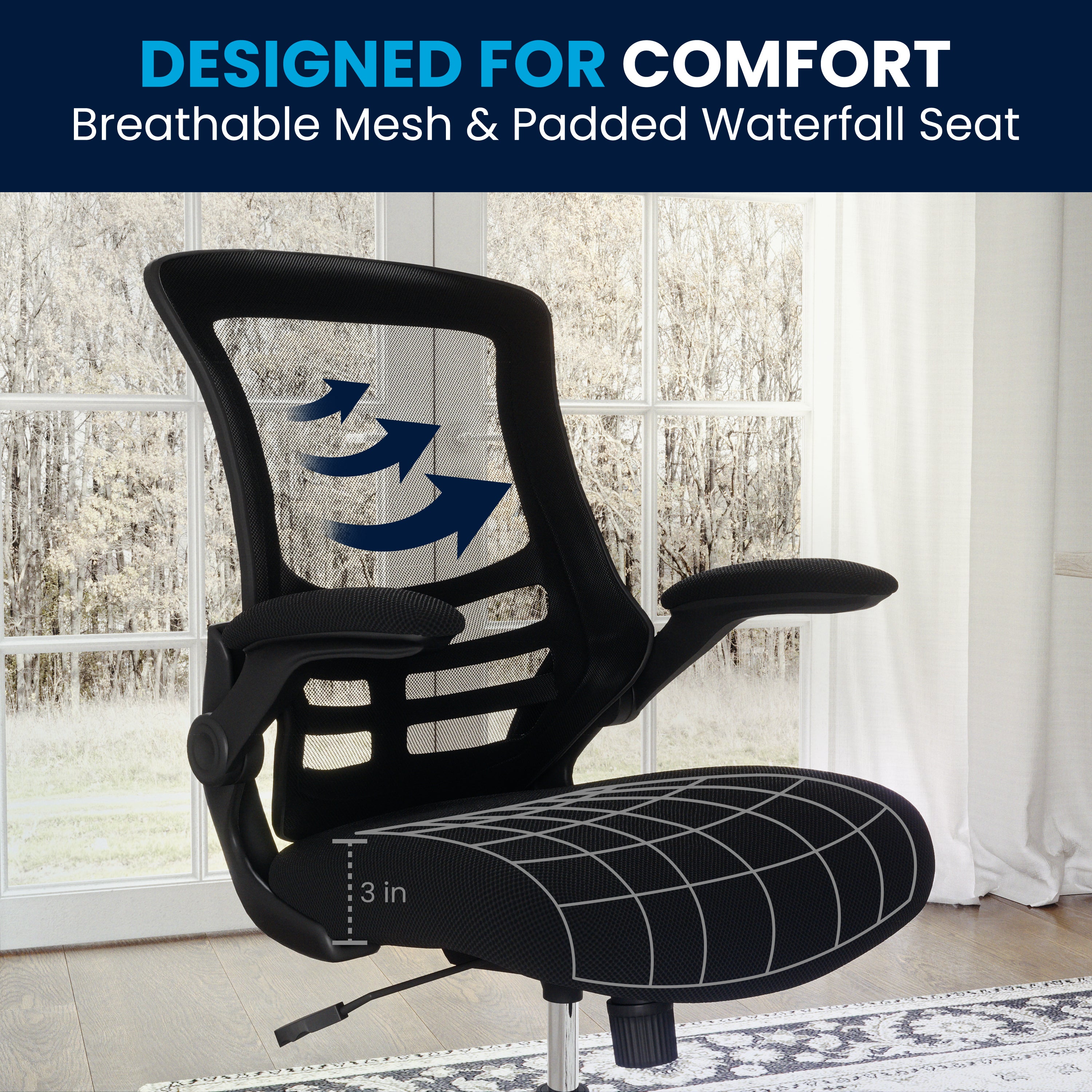 Mid-Back Mesh Swivel Ergonomic Task Office Chair with Flip-Up Arms