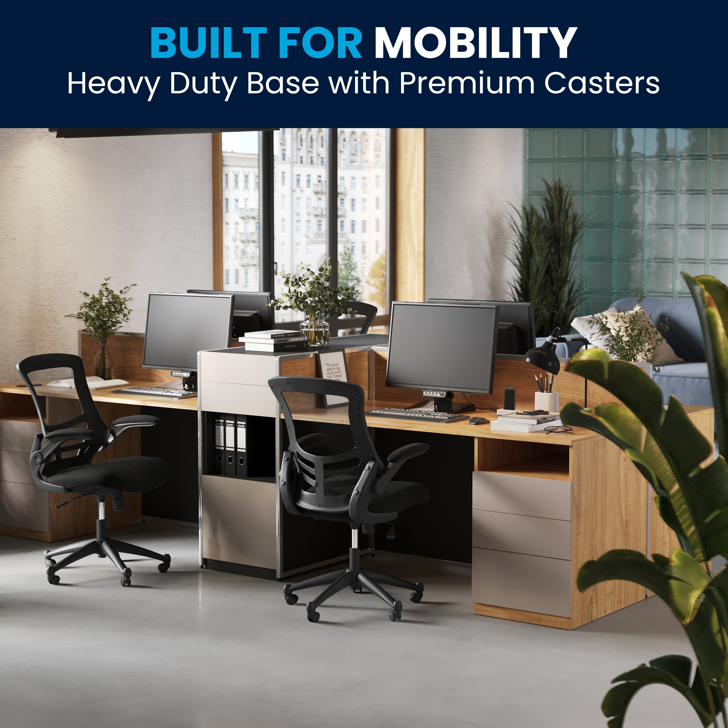 Mid-Back Mesh Swivel Ergonomic Task Office Chair with Flip-Up Arms