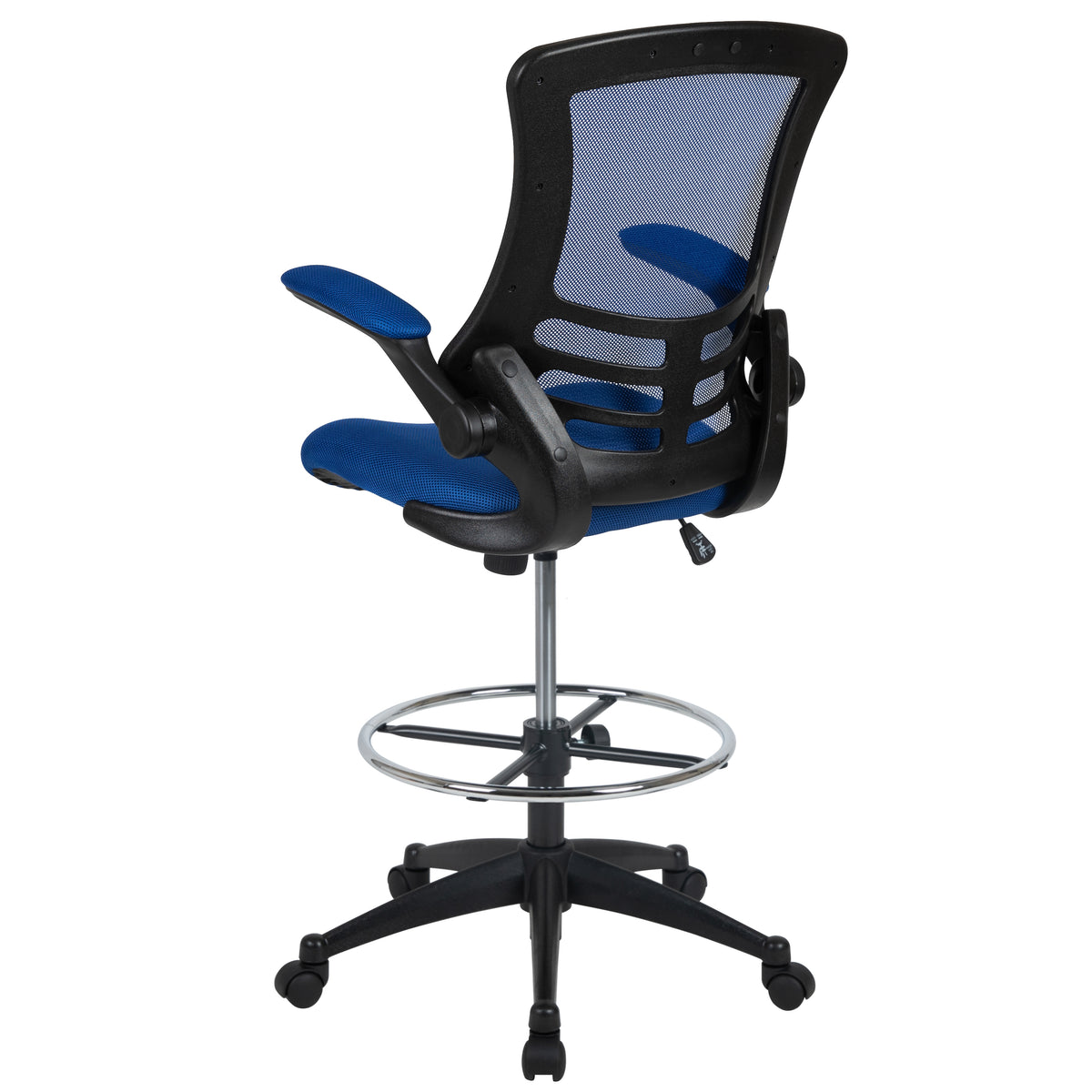 Mid-Back Mesh Ergonomic Drafting Chair with Adjustable Foot Ring and Flip-Up Arms