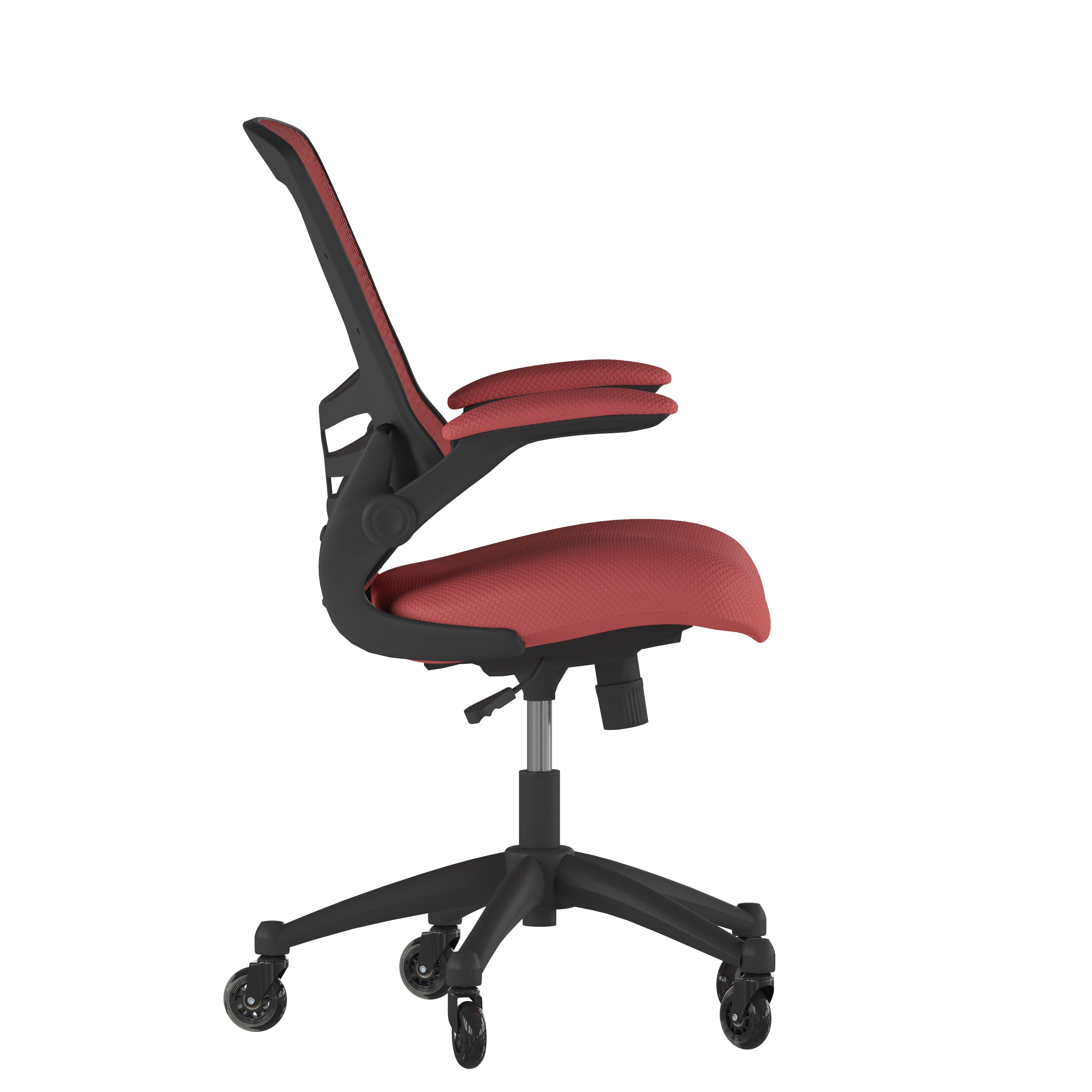 Kelista Mid-Back Swivel Ergonomic Task Office Chair with Flip-Up Arms and Transparent Roller Wheels