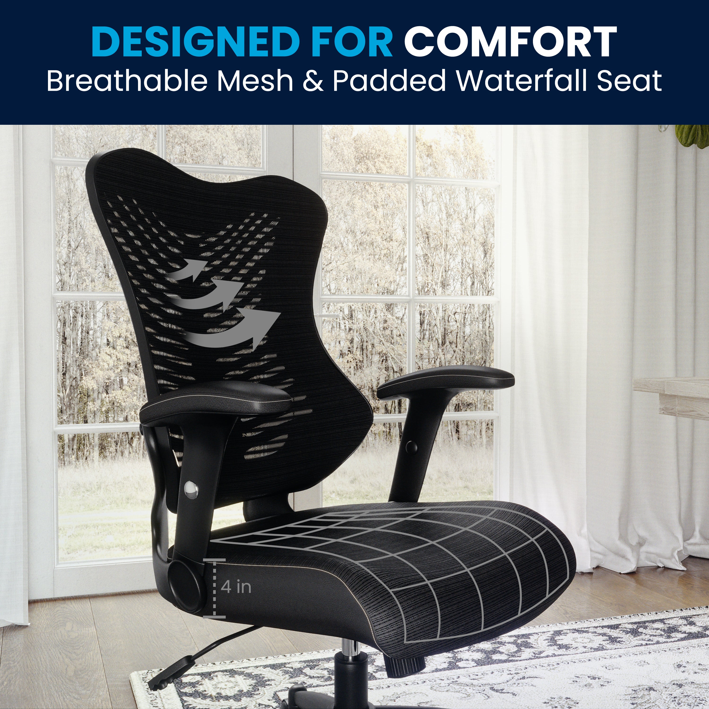 High Back Designer Mesh Executive Swivel Ergonomic Office Chair with Adjustable Arms