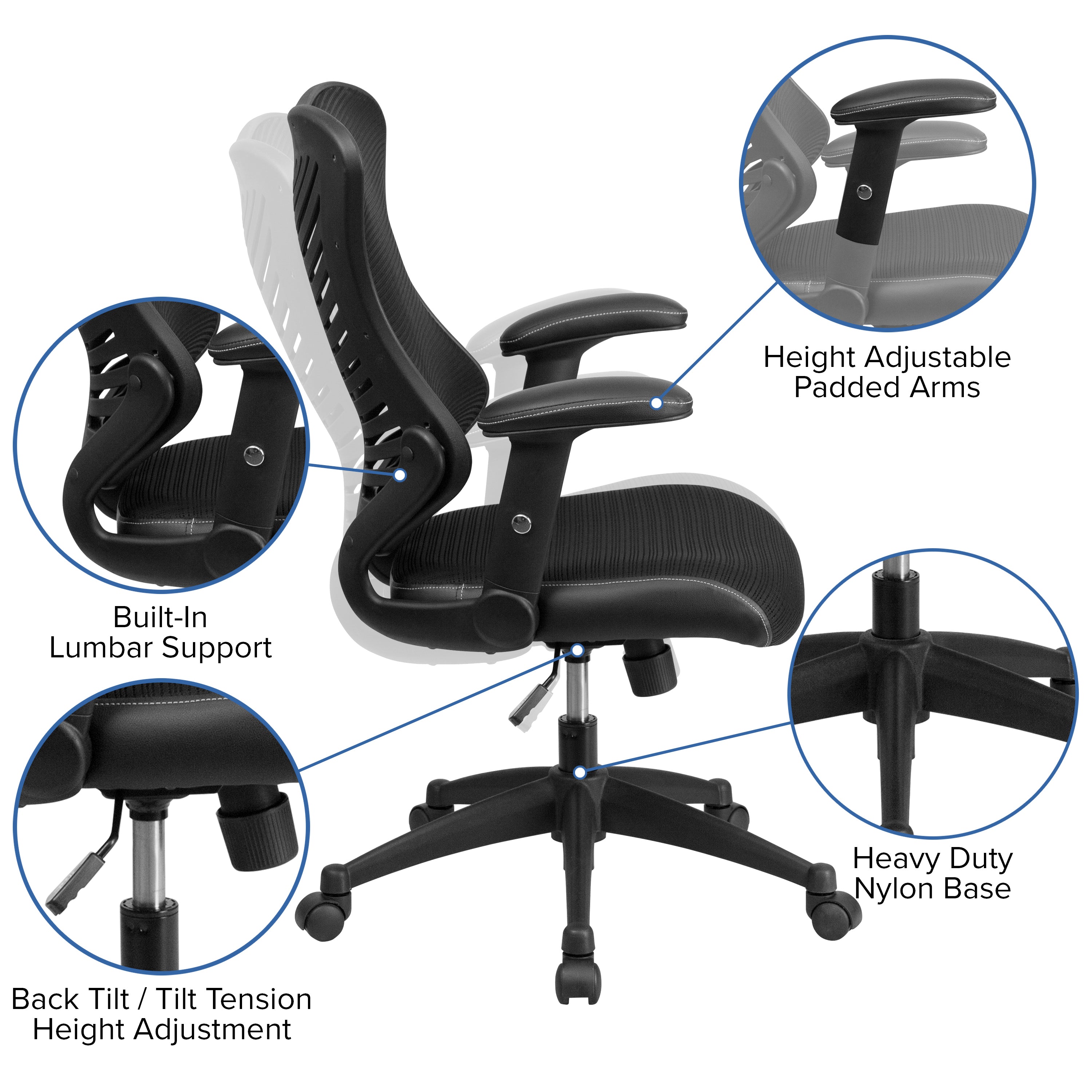 High Back Designer Mesh Executive Swivel Ergonomic Office Chair with Adjustable Arms