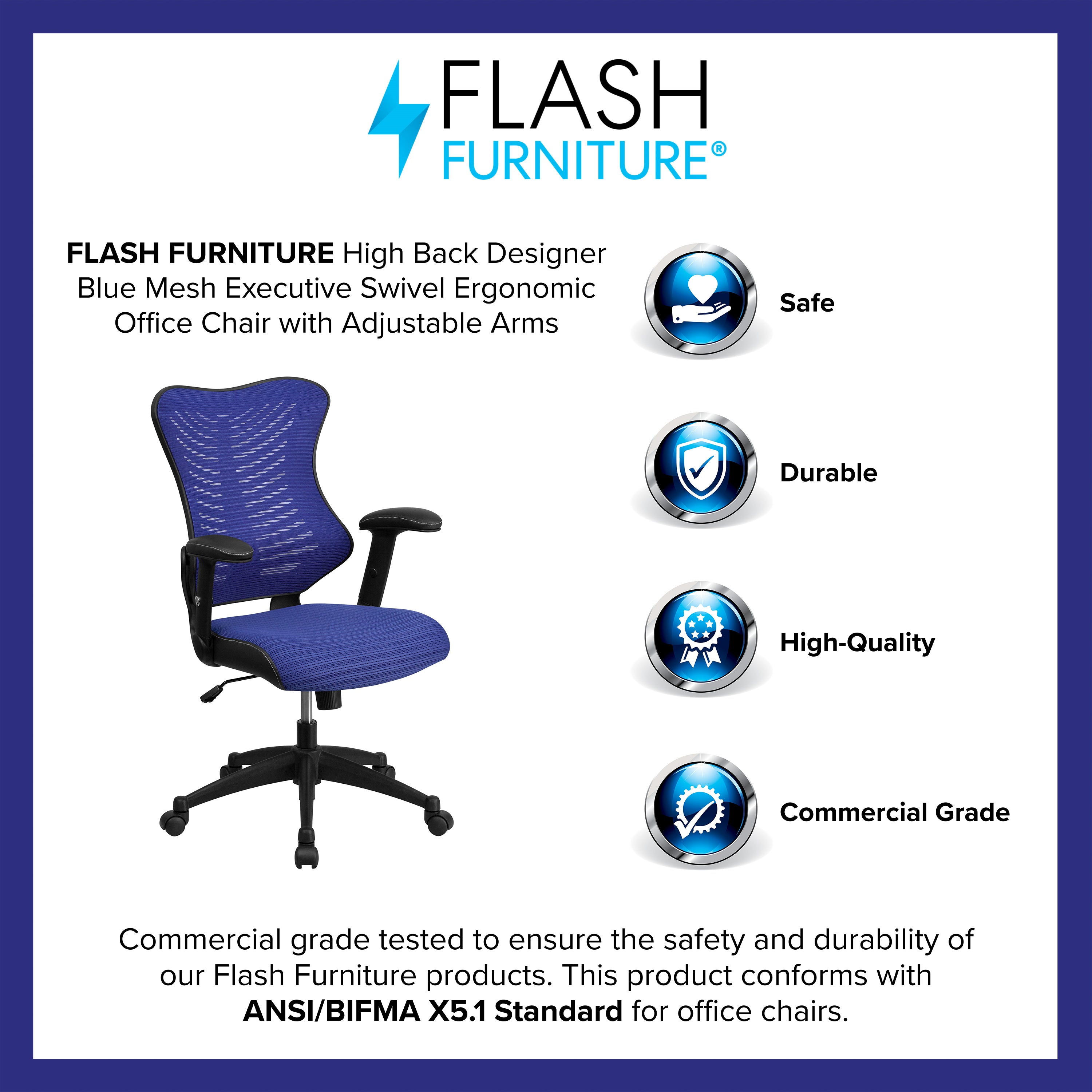 High Back Designer Mesh Executive Swivel Ergonomic Office Chair with Adjustable Arms