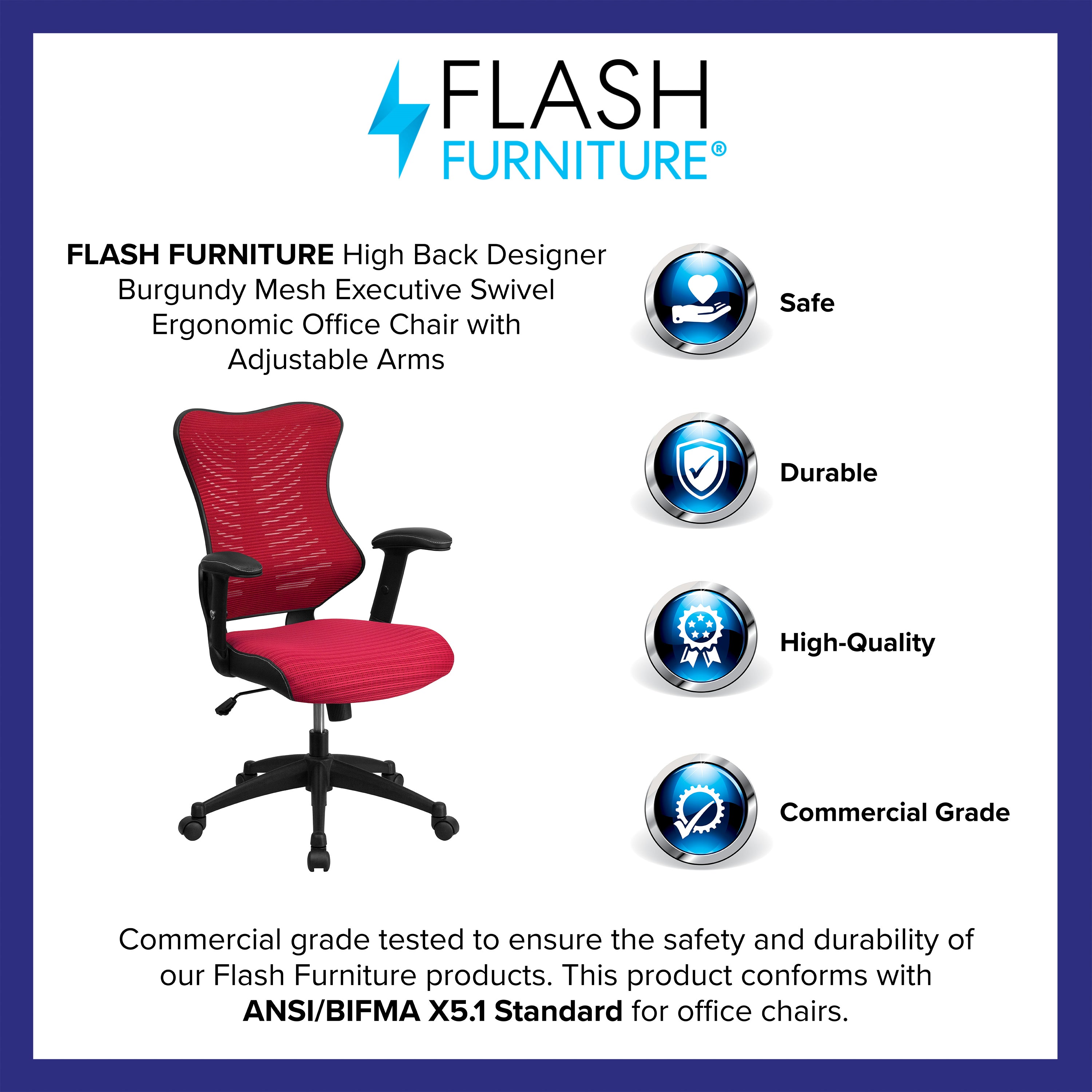 High Back Designer Mesh Executive Swivel Ergonomic Office Chair with Adjustable Arms
