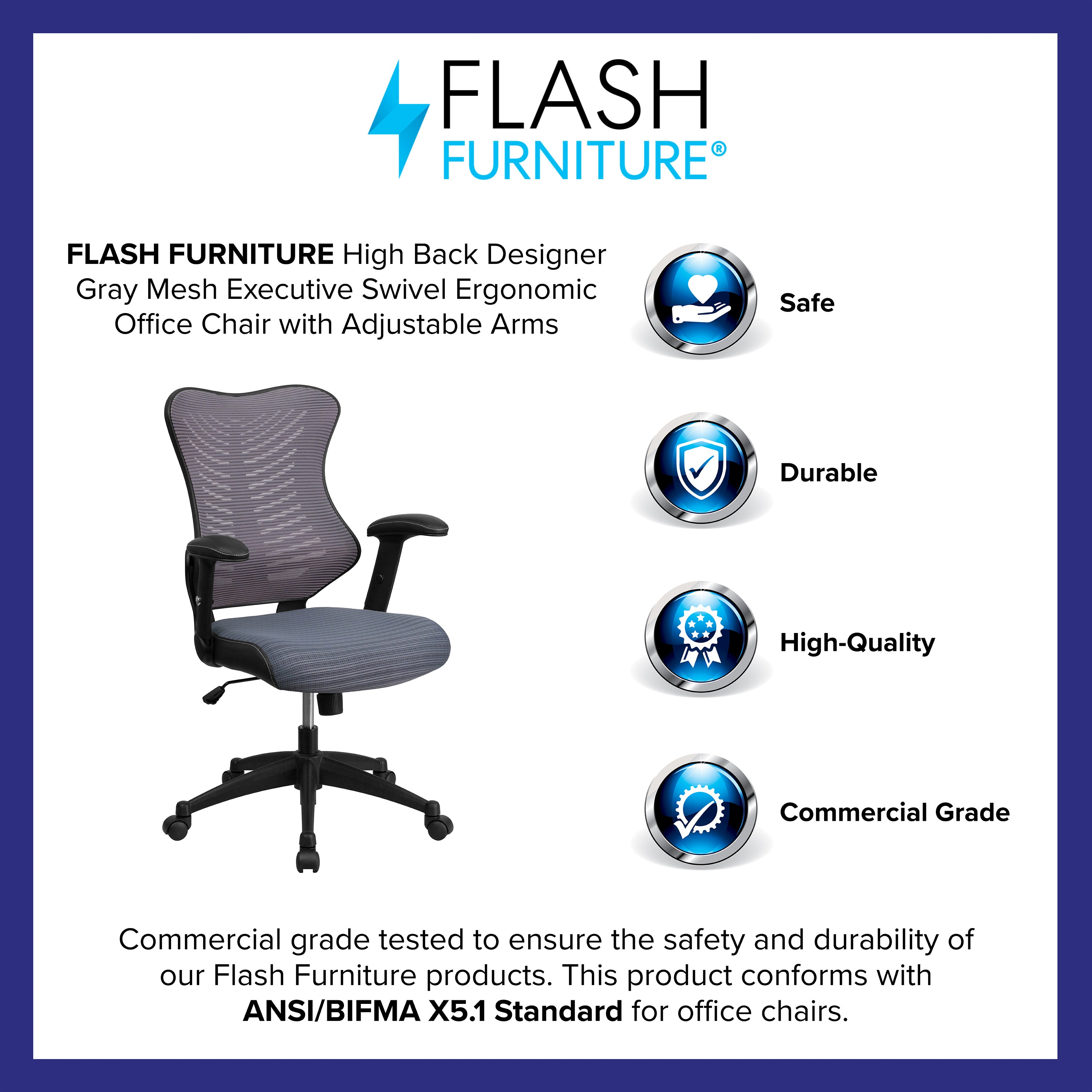 High Back Designer Mesh Executive Swivel Ergonomic Office Chair with Adjustable Arms