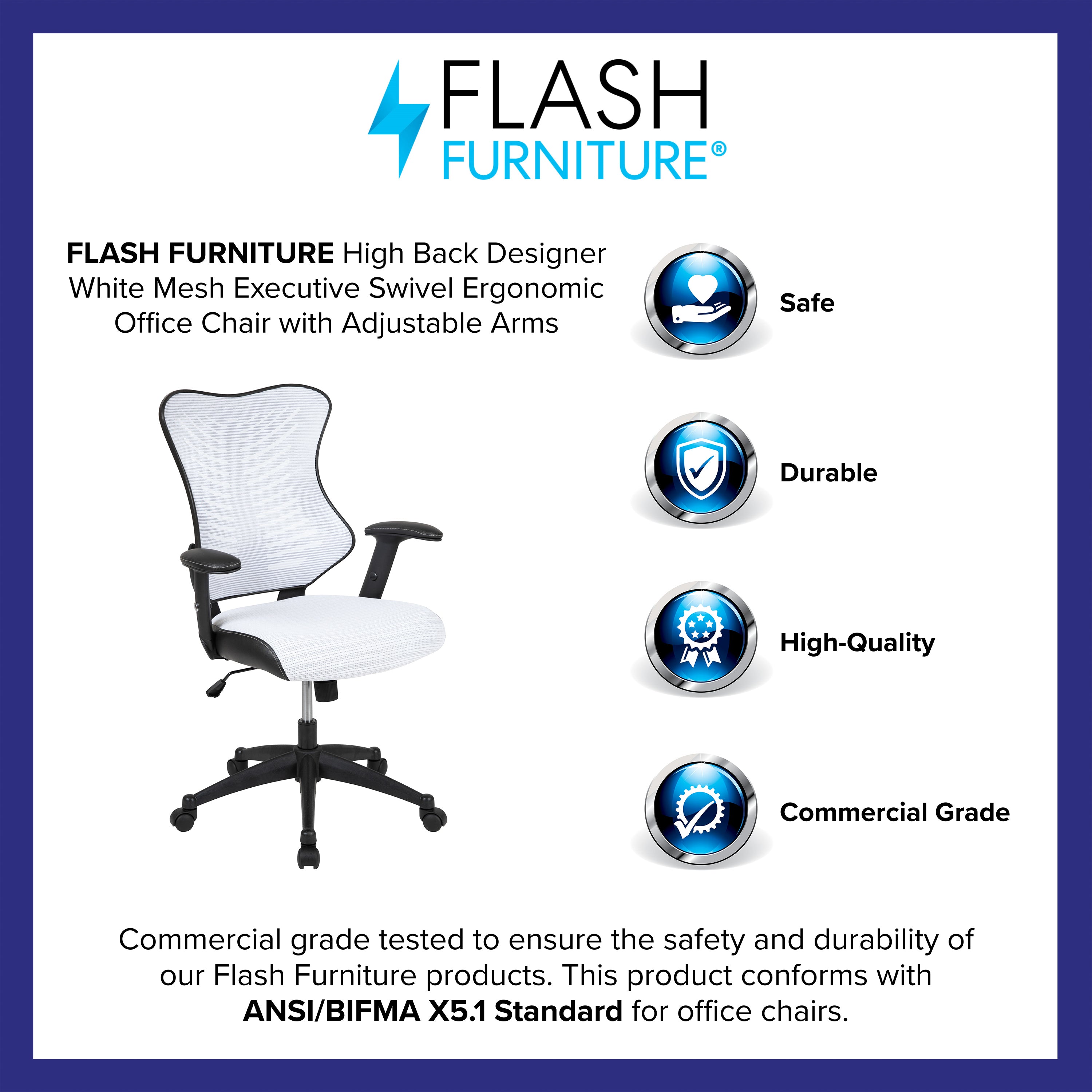 High Back Designer Mesh Executive Swivel Ergonomic Office Chair with Adjustable Arms