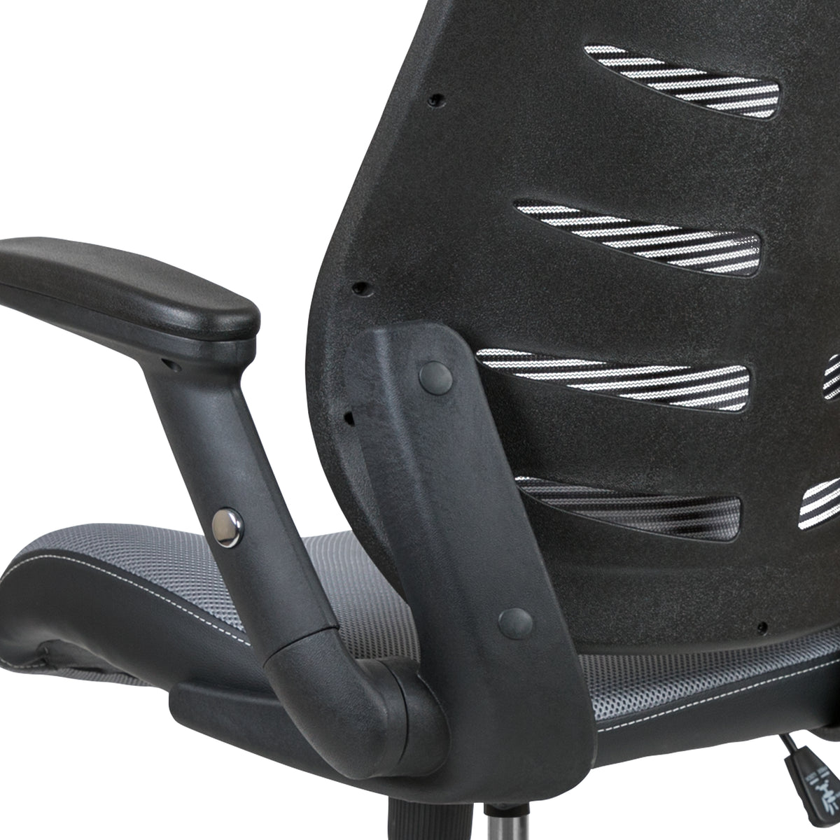 High Back Mesh Spine-Back Ergonomic Drafting Chair with Adjustable Foot Ring and Adjustable Flip-Up Arms