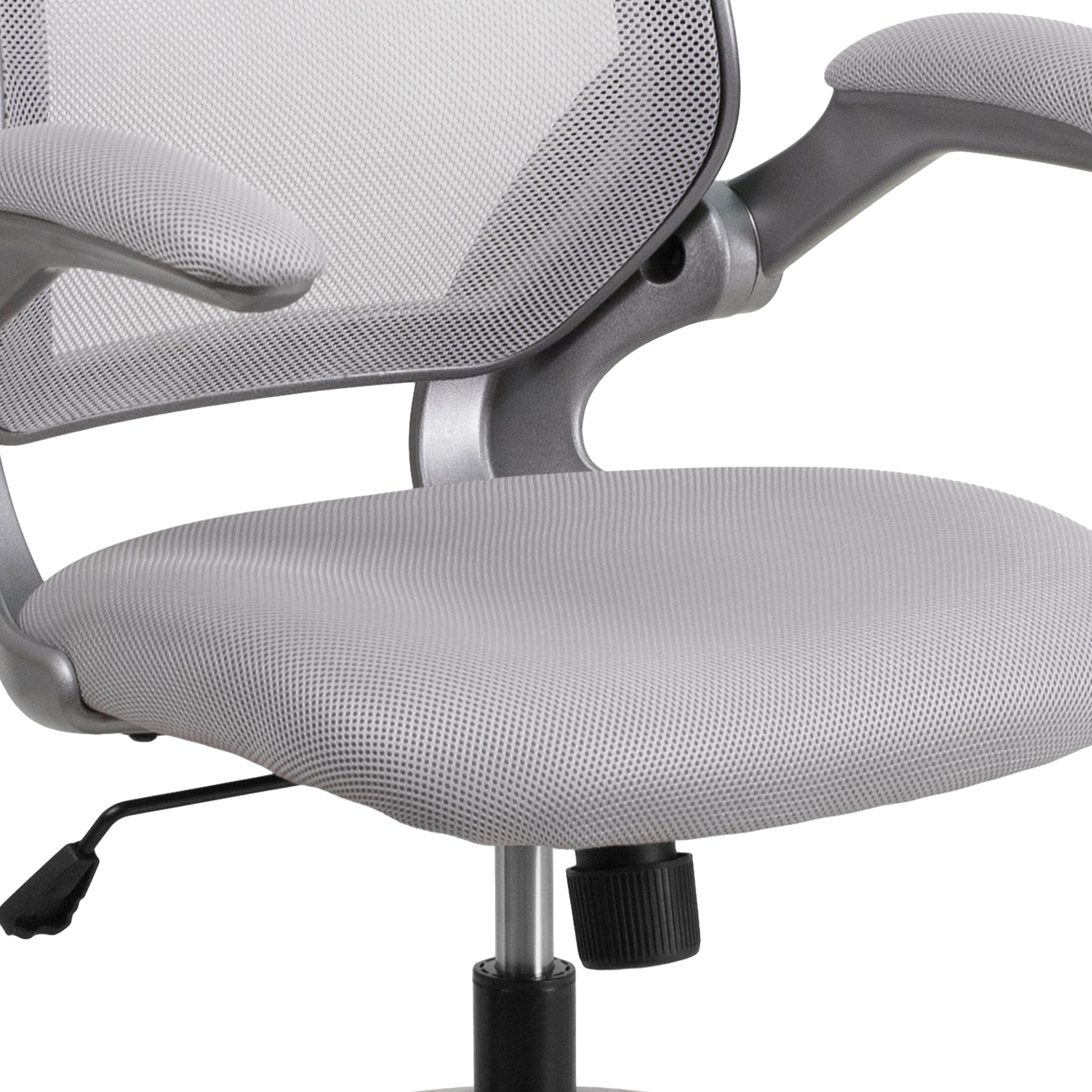 Mid-Back Mesh Swivel Ergonomic Task Office Chair with Gray Frame and Flip-Up Arms