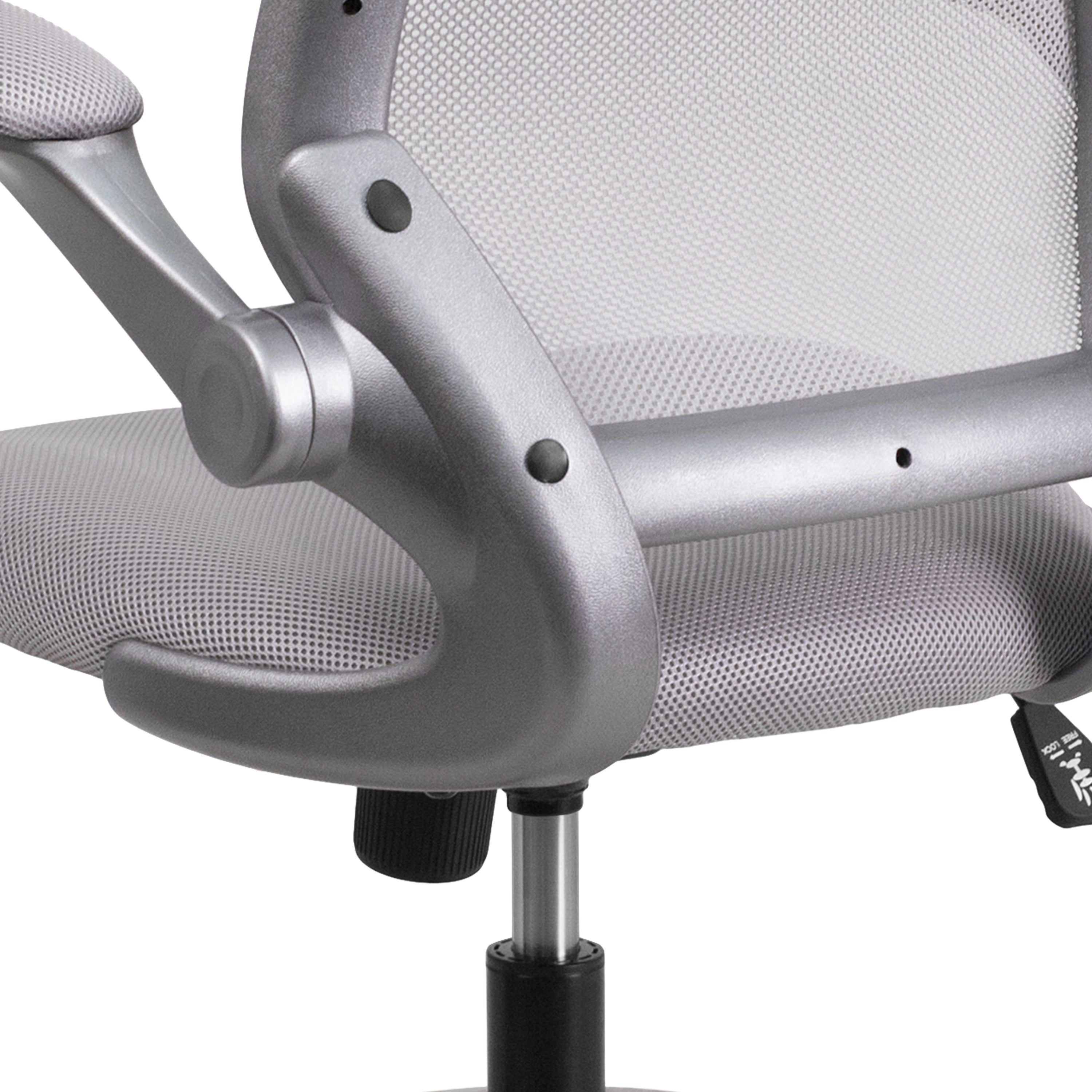 Mid-Back Mesh Swivel Ergonomic Task Office Chair with Gray Frame and Flip-Up Arms