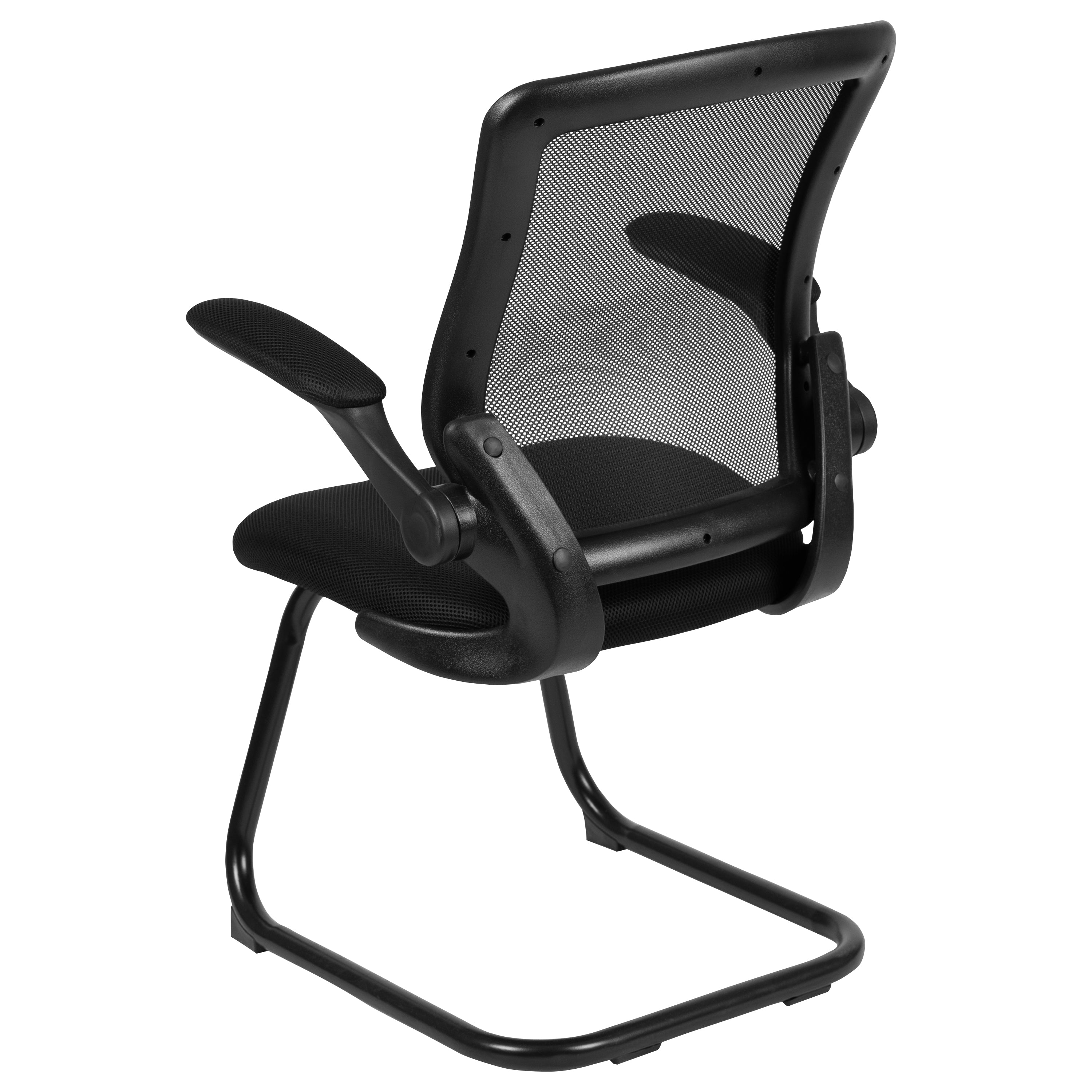 Mesh Sled Base Side Reception Chair with Flip-Up Arms