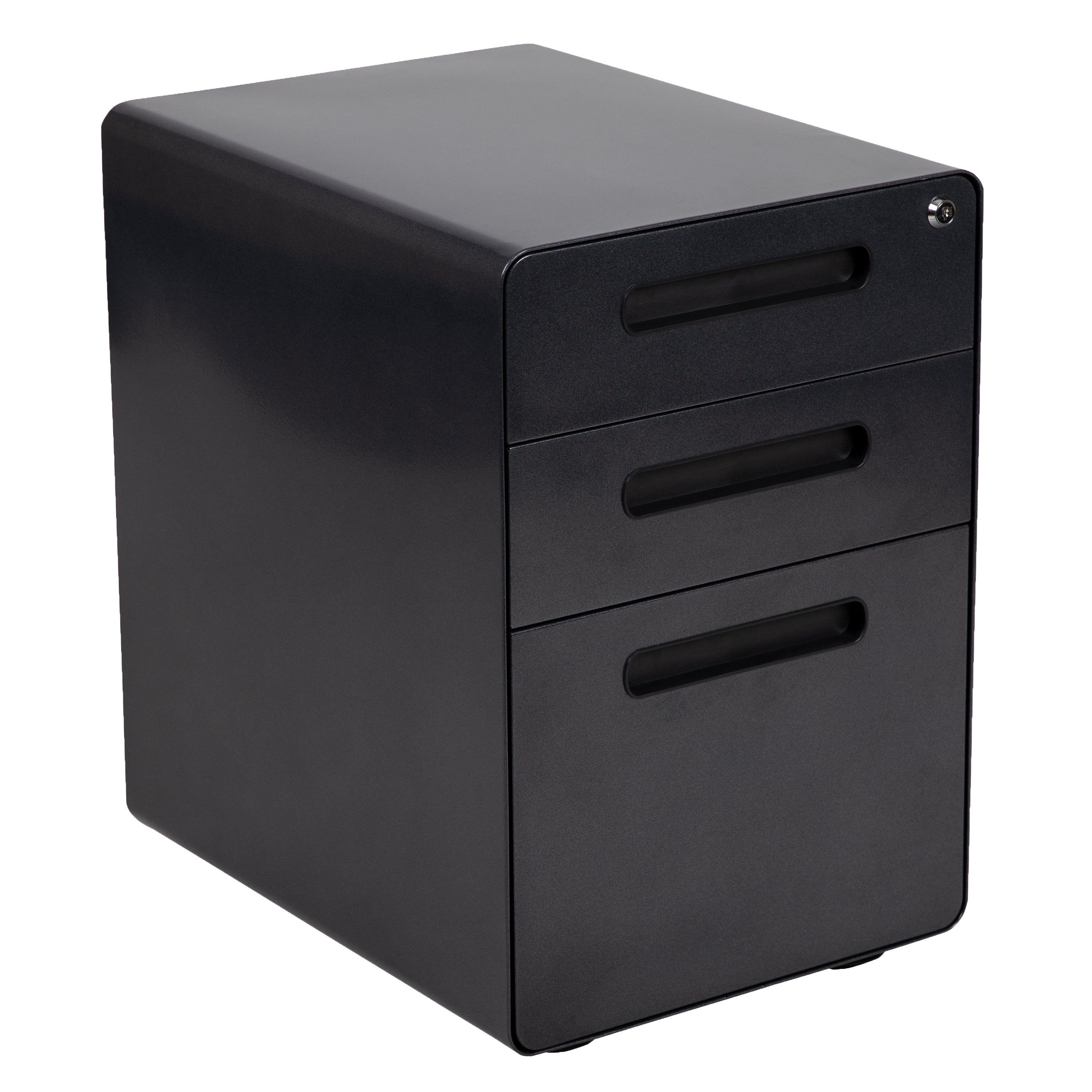 Work From Home Kit - Computer Desk, Ergonomic Mesh Office Chair and Locking Mobile Filing Cabinet with Inset Handles