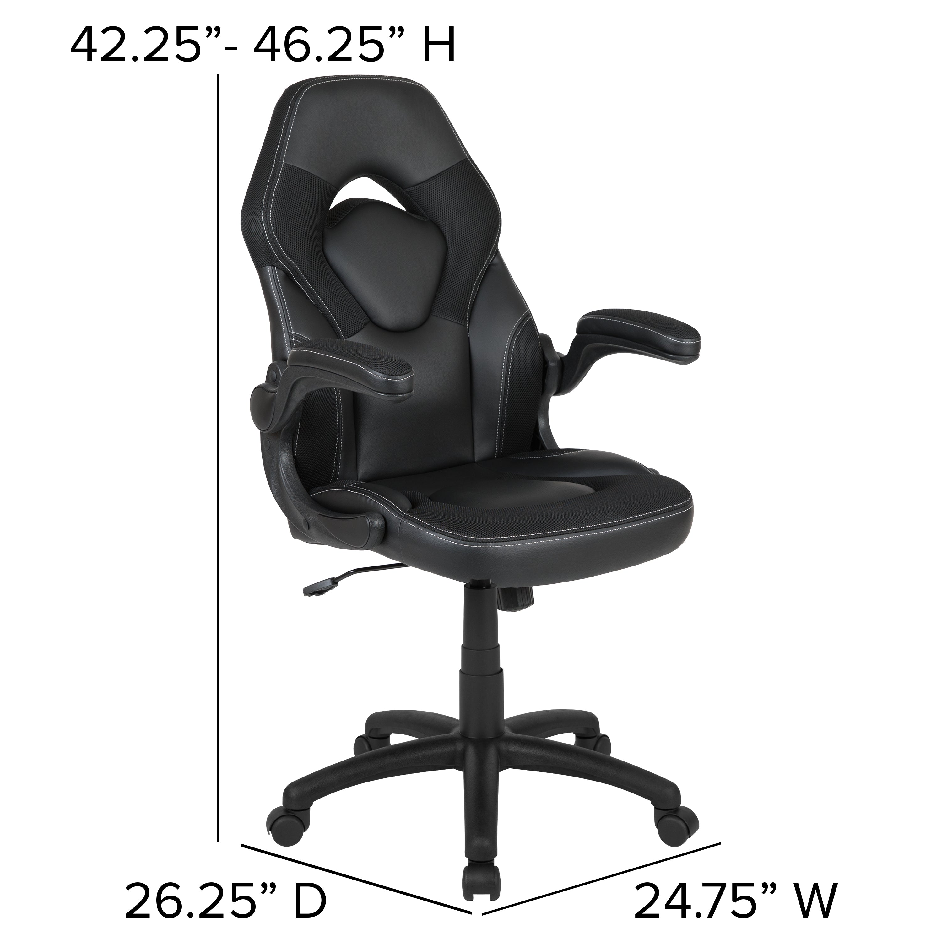 Gaming Desk and Racing Chair Set with Cup Holder, Headphone Hook and Removable Mouse Pad Top - 2 Wire Management Holes