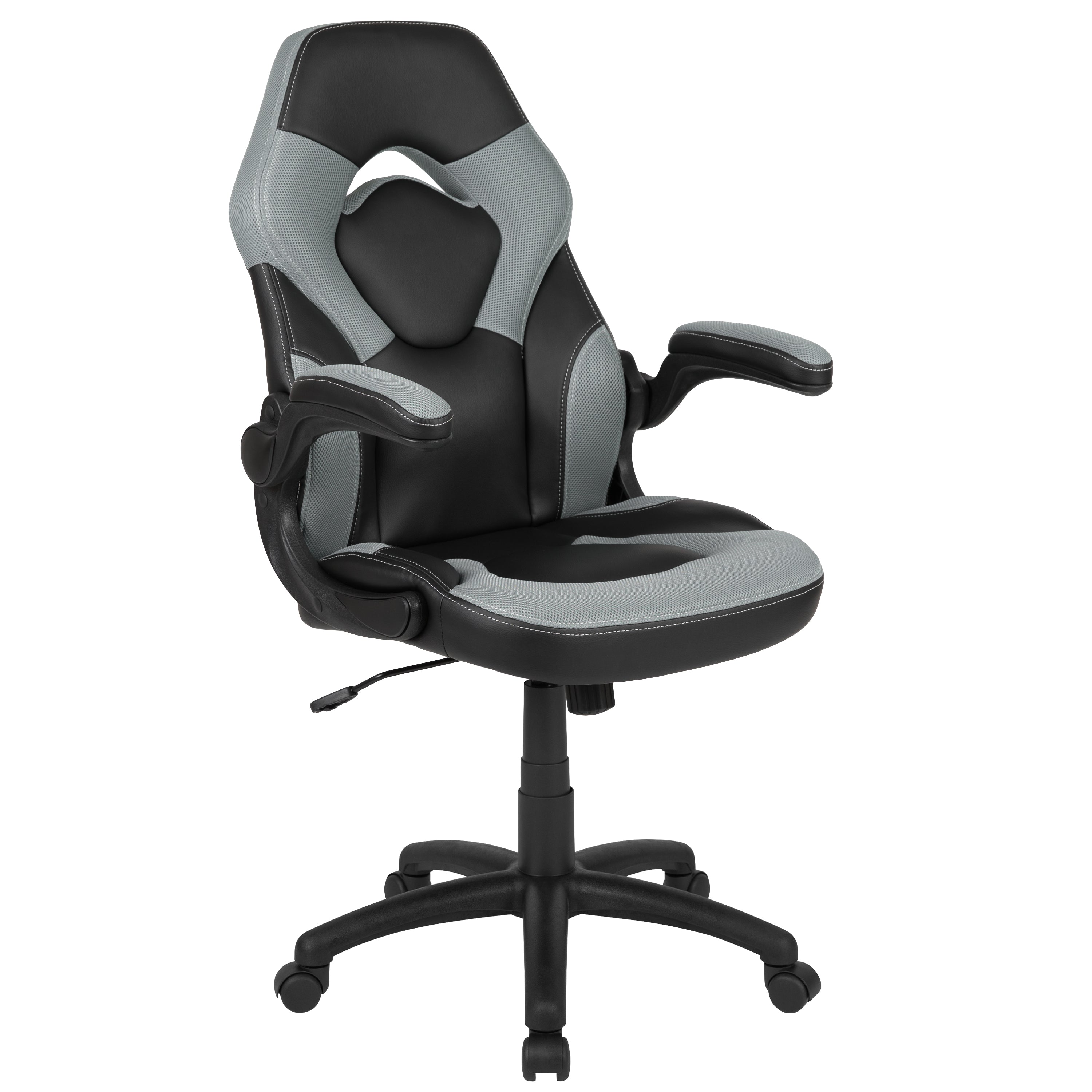 Gaming Desk and Racing Chair Set with Cup Holder, Headphone Hook and Removable Mouse Pad Top - 2 Wire Management Holes