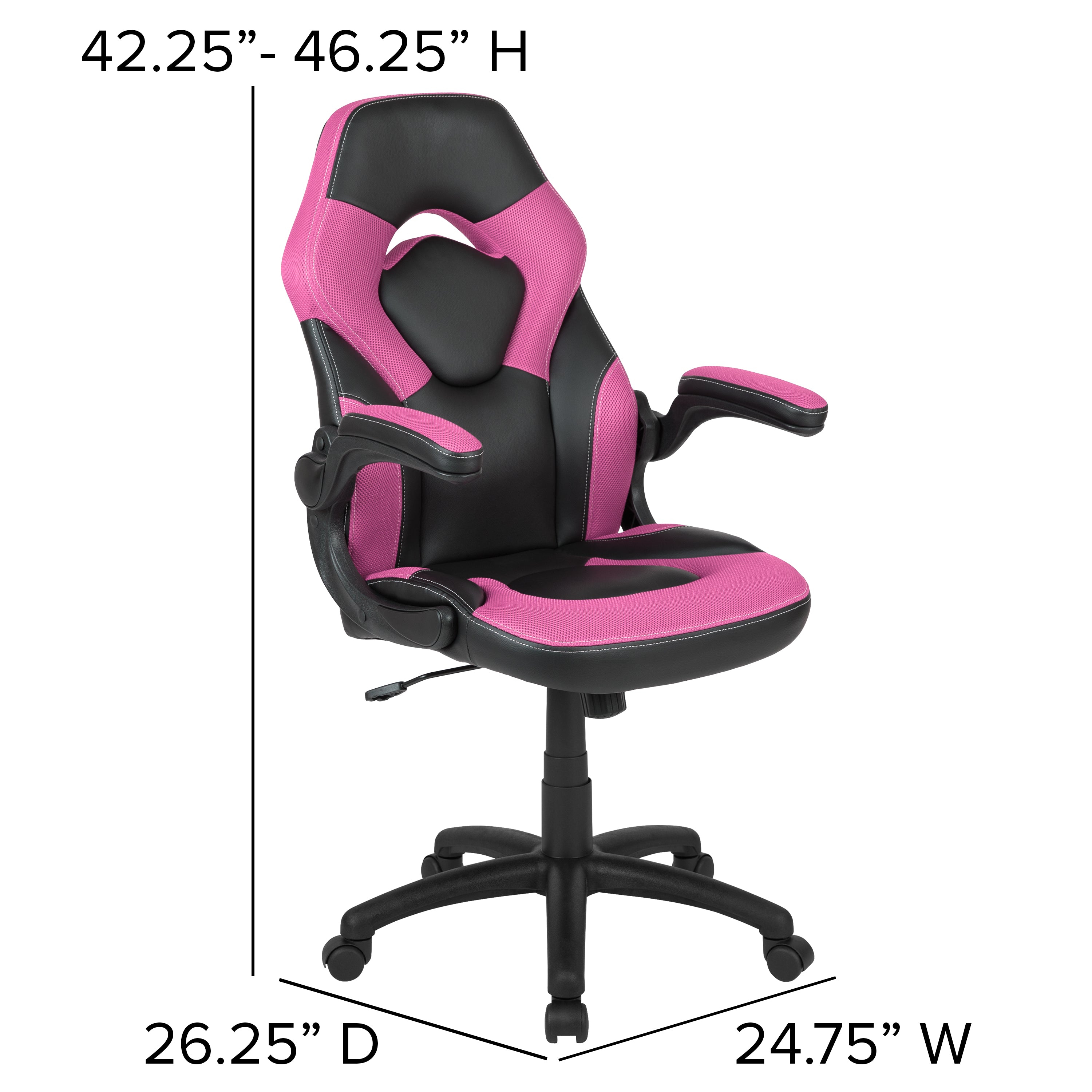 Gaming Desk and Racing Chair Set with Cup Holder, Headphone Hook and Removable Mouse Pad Top - 2 Wire Management Holes