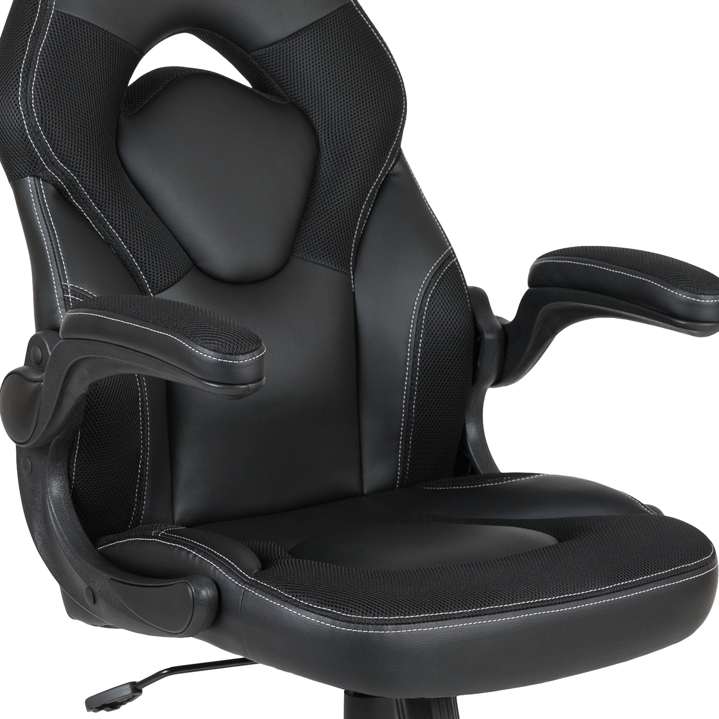 Gaming Desk and Racing Chair Set with Cup Holder, Headphone Hook, and Monitor/Smartphone Stand