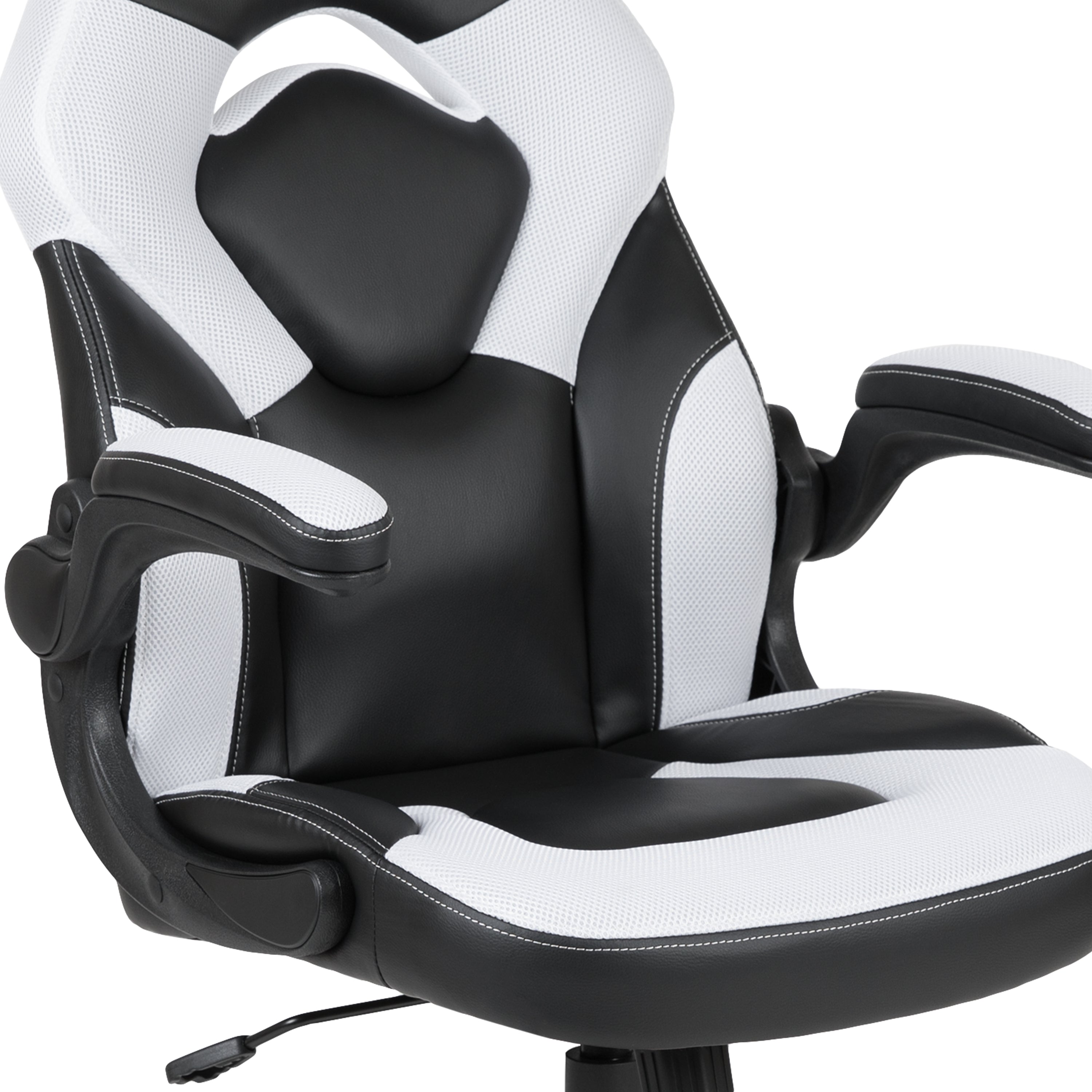 Gaming Desk and Racing Chair Set with Cup Holder, Headphone Hook, and Monitor/Smartphone Stand