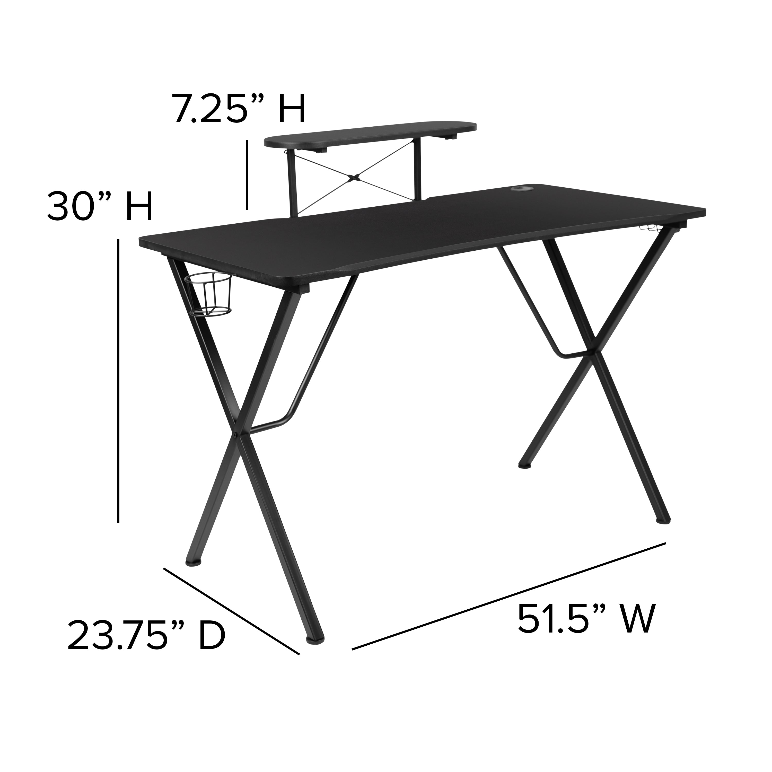 Gaming Desk and Reclining Gaming Chair Set with Cup Holder, Headphone Hook, and Monitor/Smartphone Stand